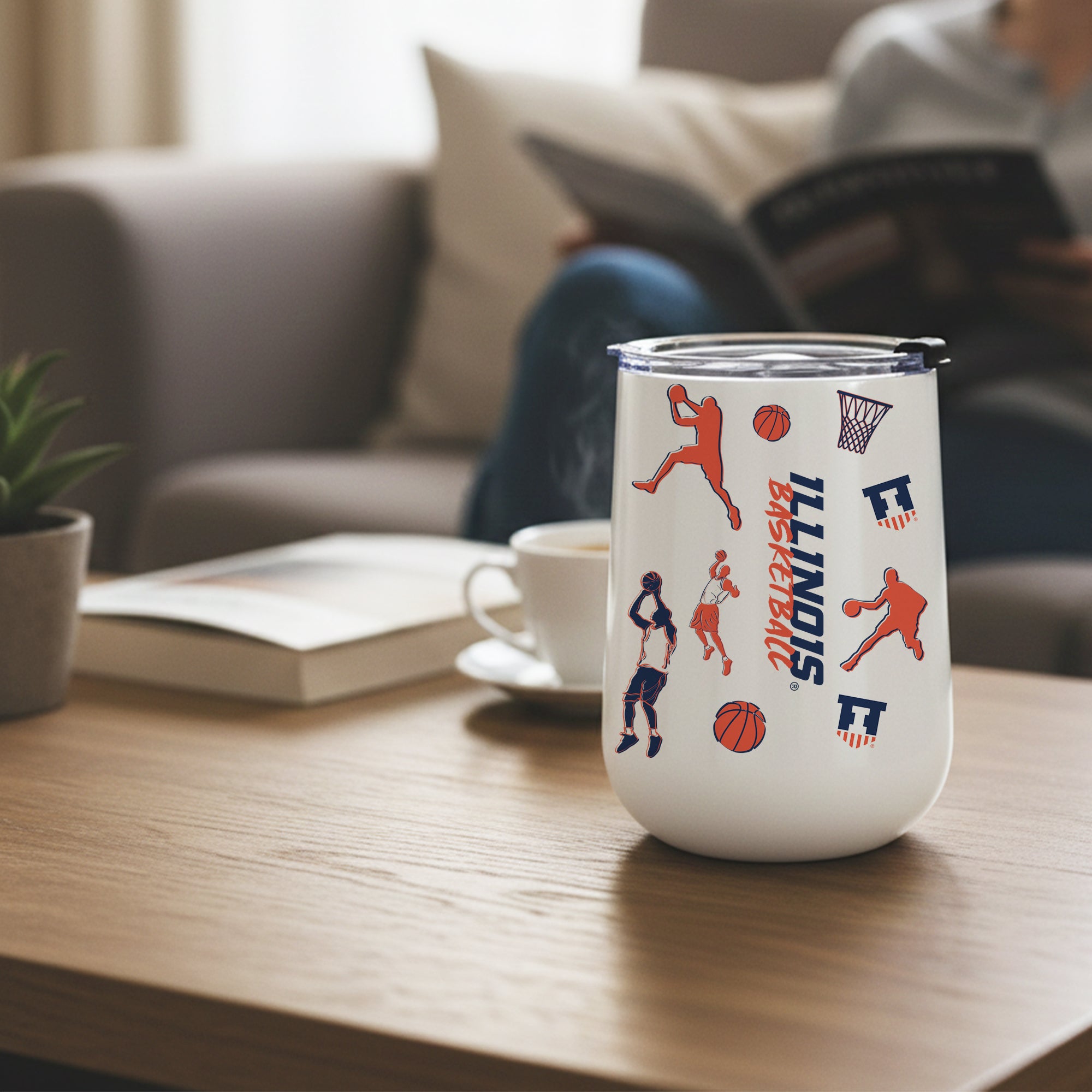 18oz Illinois Fighting Illini Basketball Sketch Stainless Tumbler