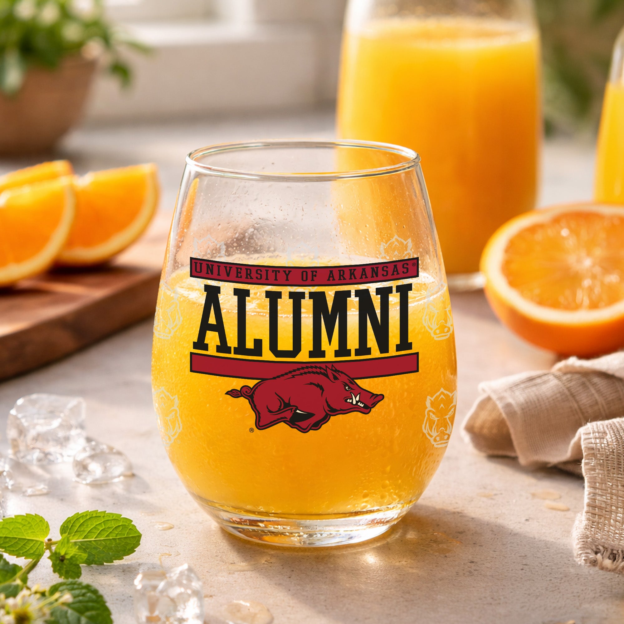 Set of 2 Arkansas Razorbacks Alumni 15oz Stemless