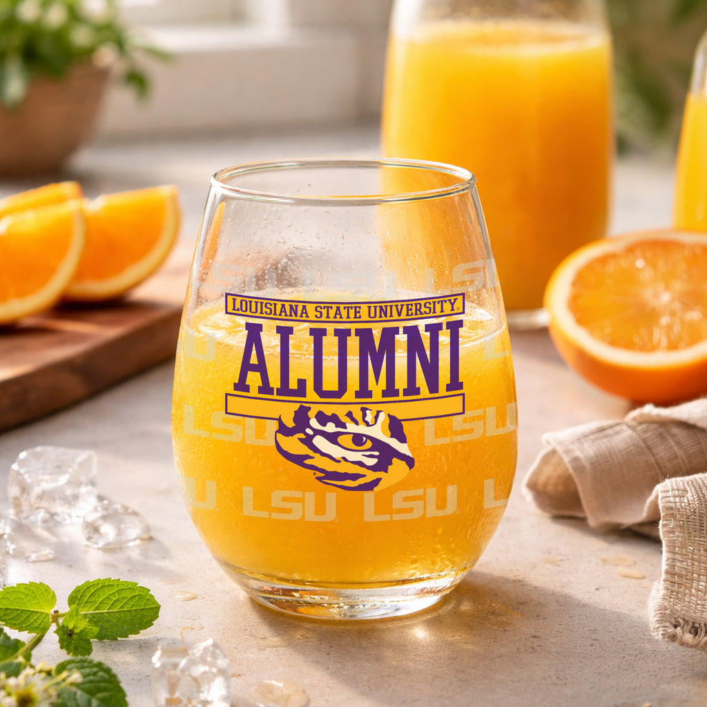 Set of 2 LSU Tigers Alumni 15oz Stemless