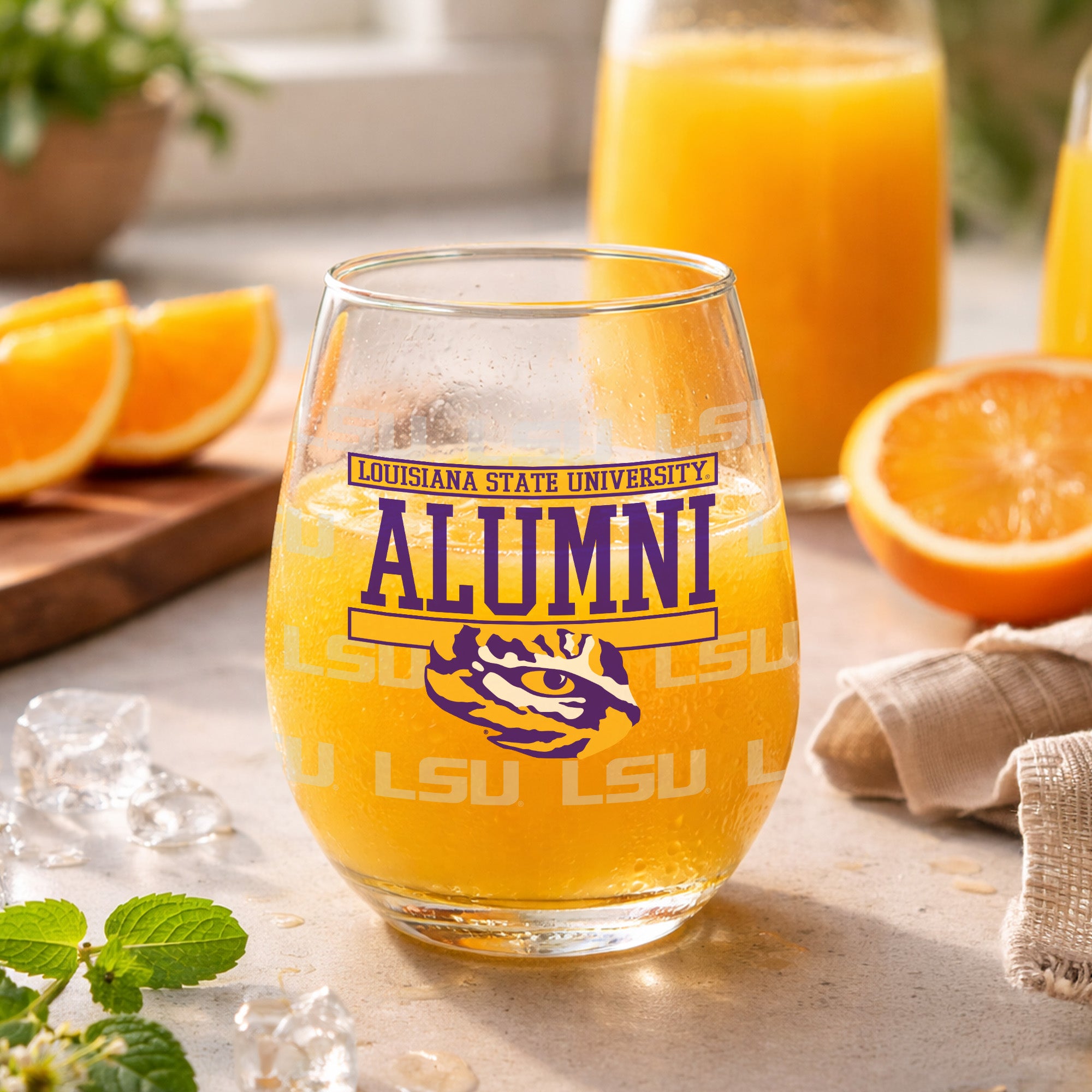 Set of 2 LSU Tigers Alumni 15oz Stemless