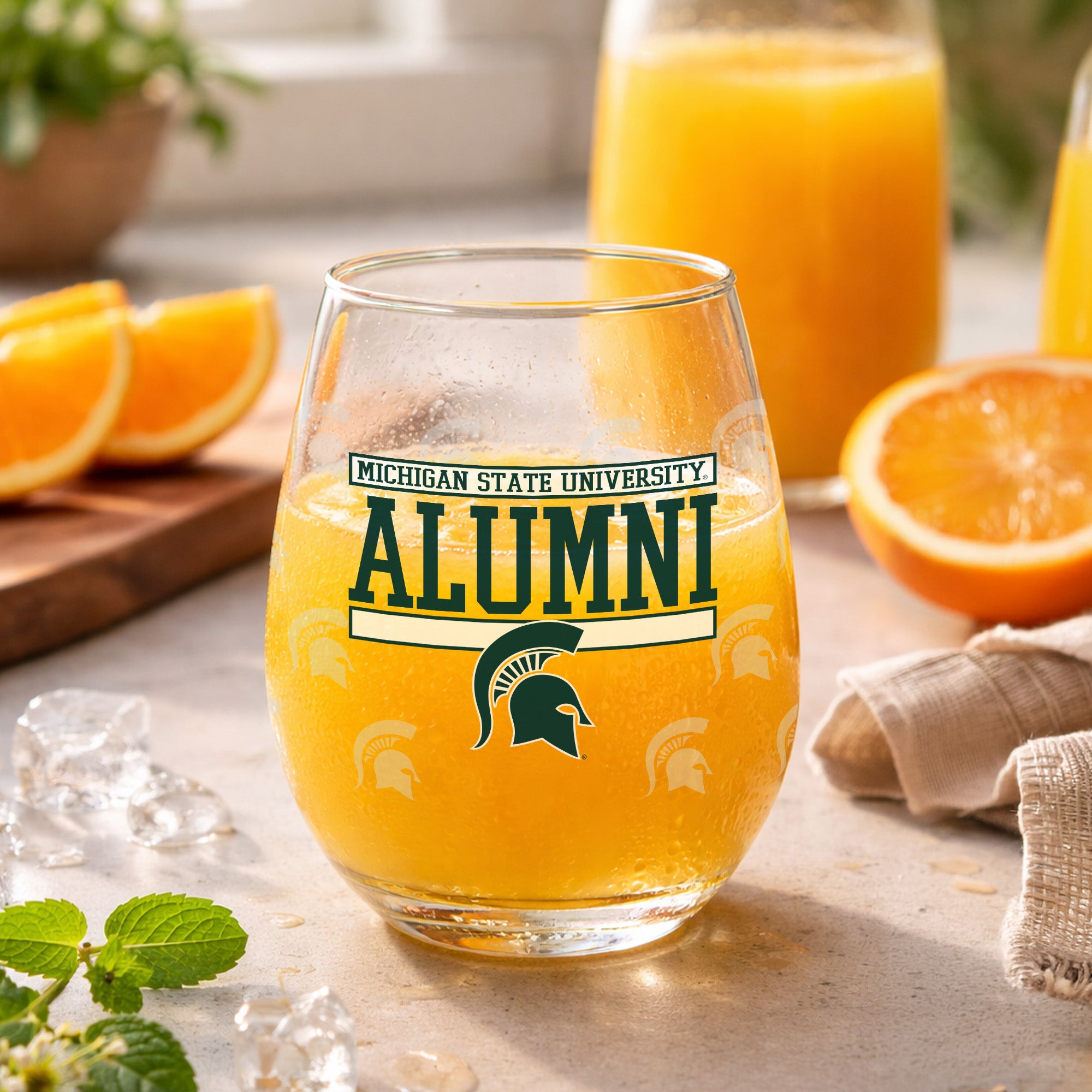 Set of 2 Michigan State Spartans Alumni 15oz Stemless