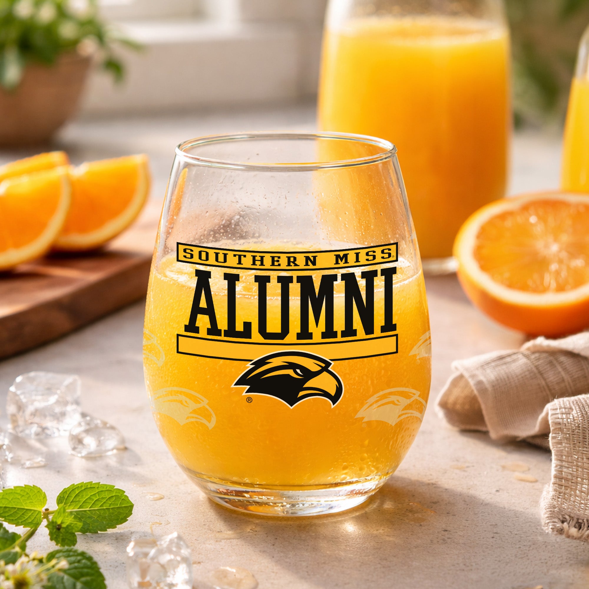 Set of 2 Southern Miss Golden Eagles Alumni 15oz Stemless