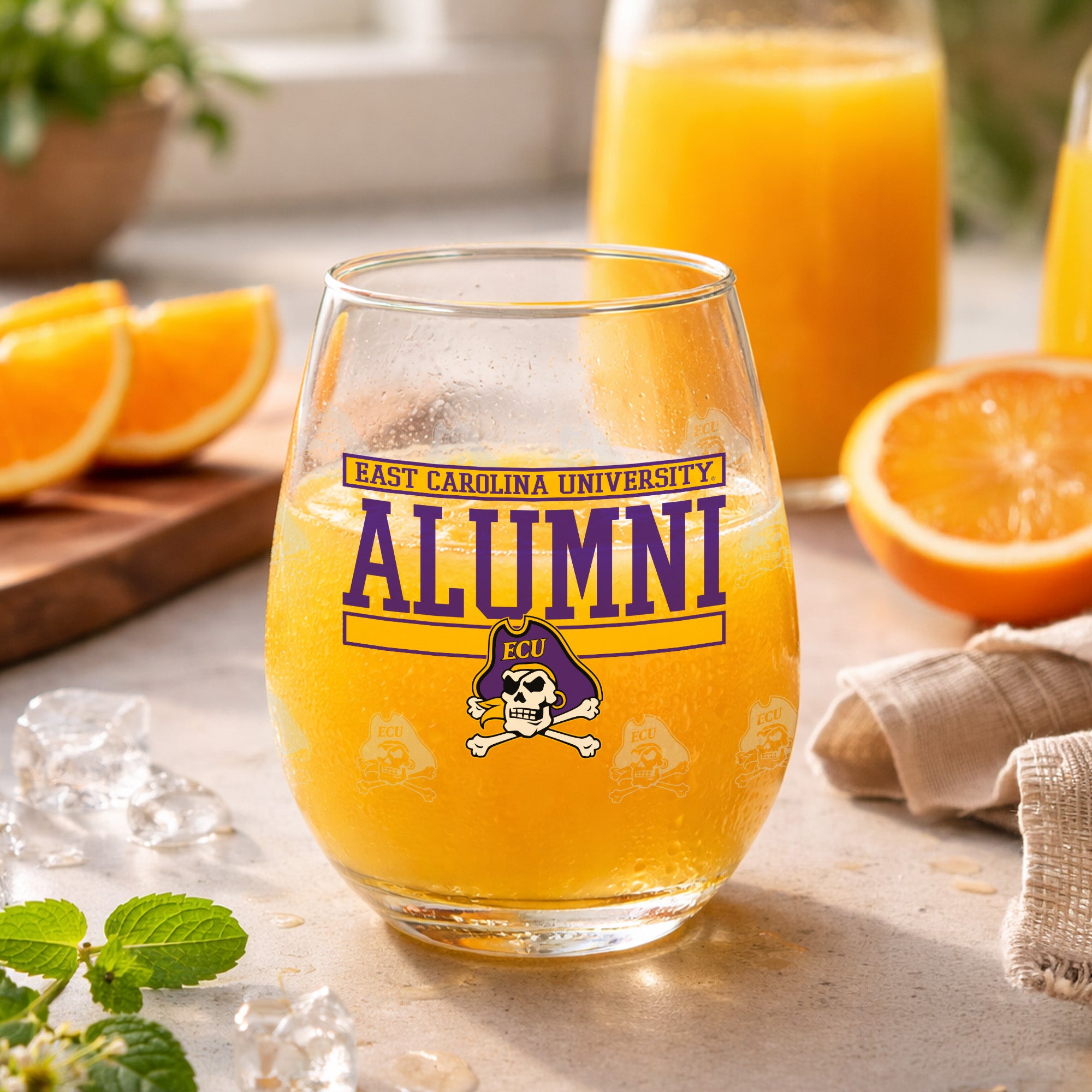 Set of 2 East Carolina Pirates Alumni 15oz Stemless