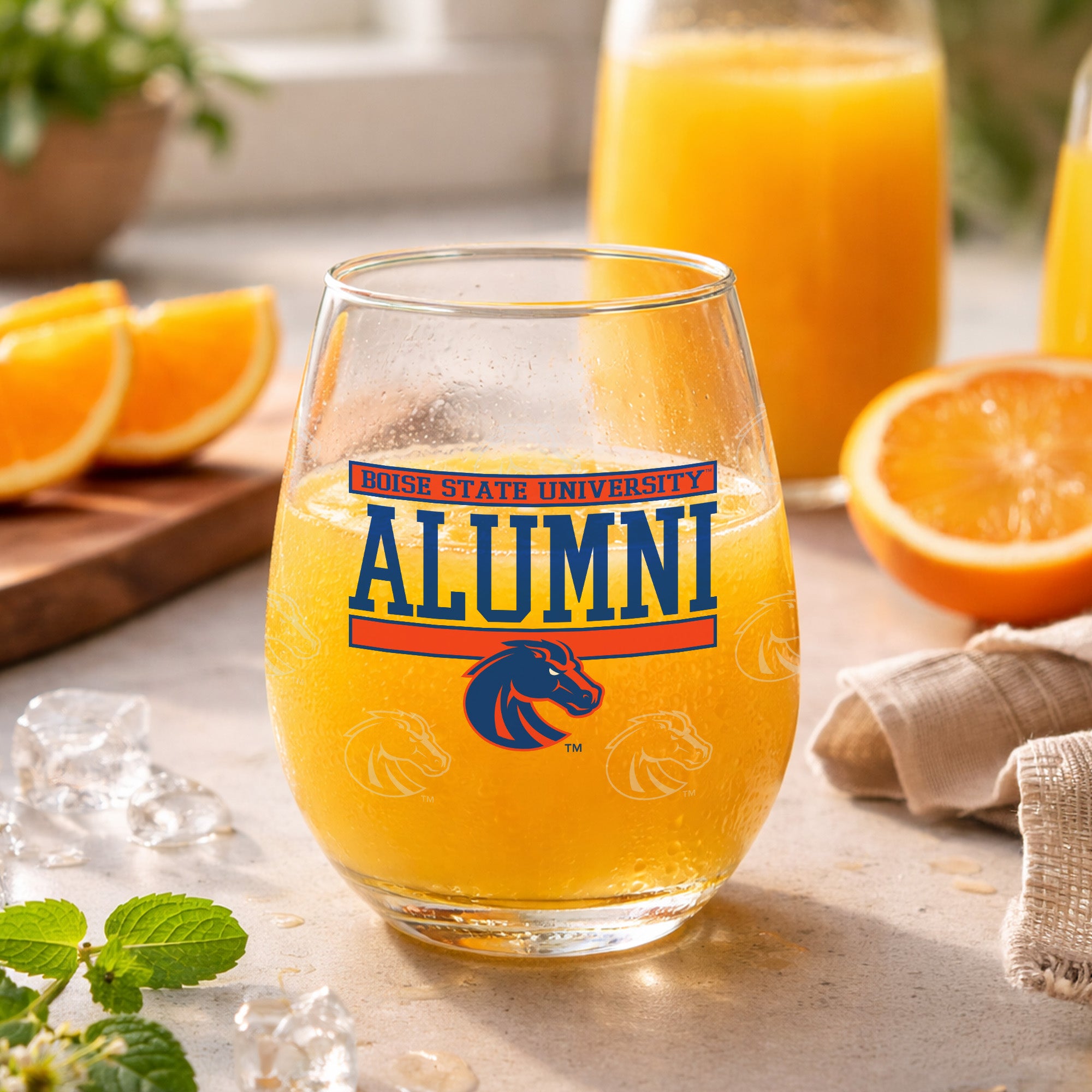 Set of 2 Boise State Broncos Alumni 15oz Stemless