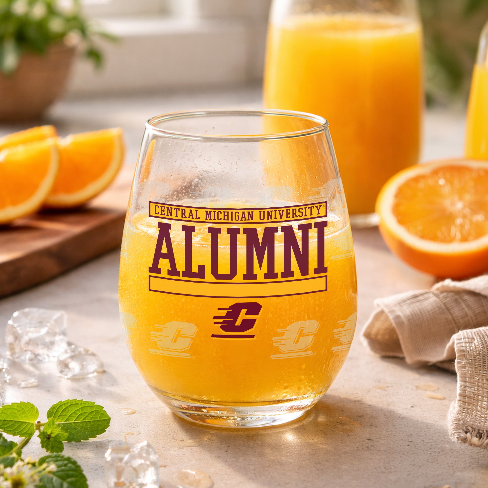 Set of 2 Central Michigan Chippewas Alumni 15oz Stemless