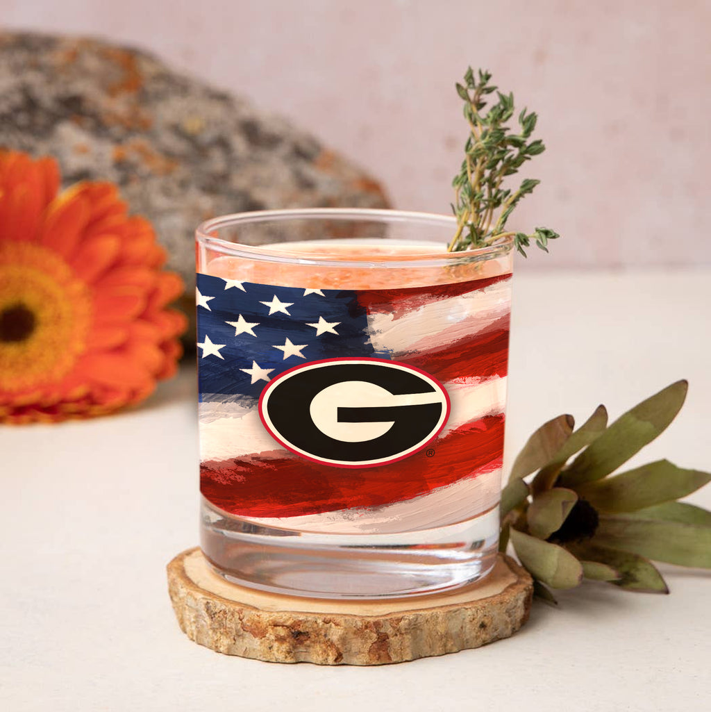 Set of 2 Georgia Bulldogs 14oz Americana Rocks Glasses