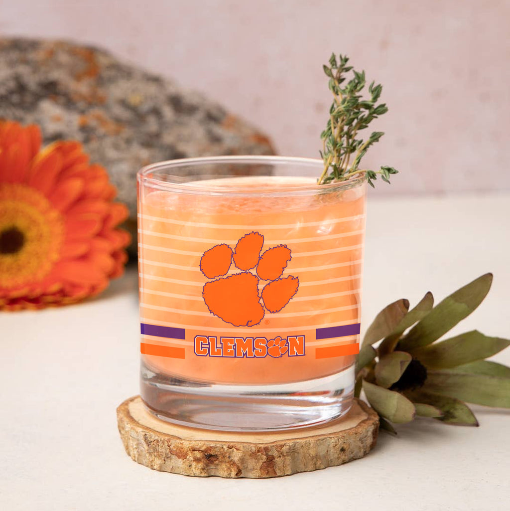 Set of 2 Clemson Tigers 14oz Ring Rocks Glasses
