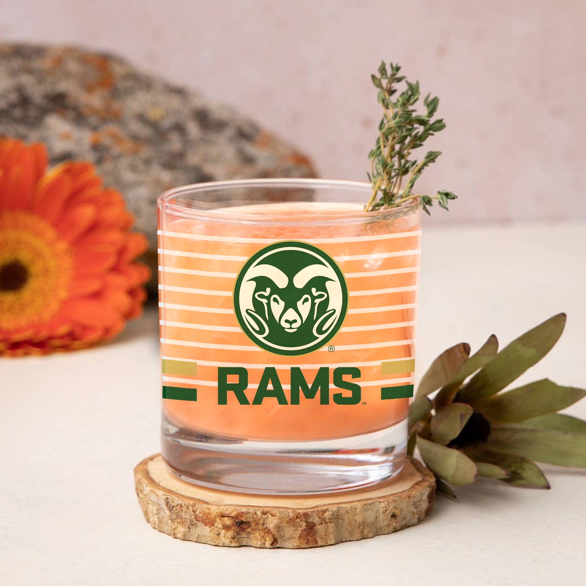 Set of 2 Colorado State Rams 14oz Ring Rocks Glasses