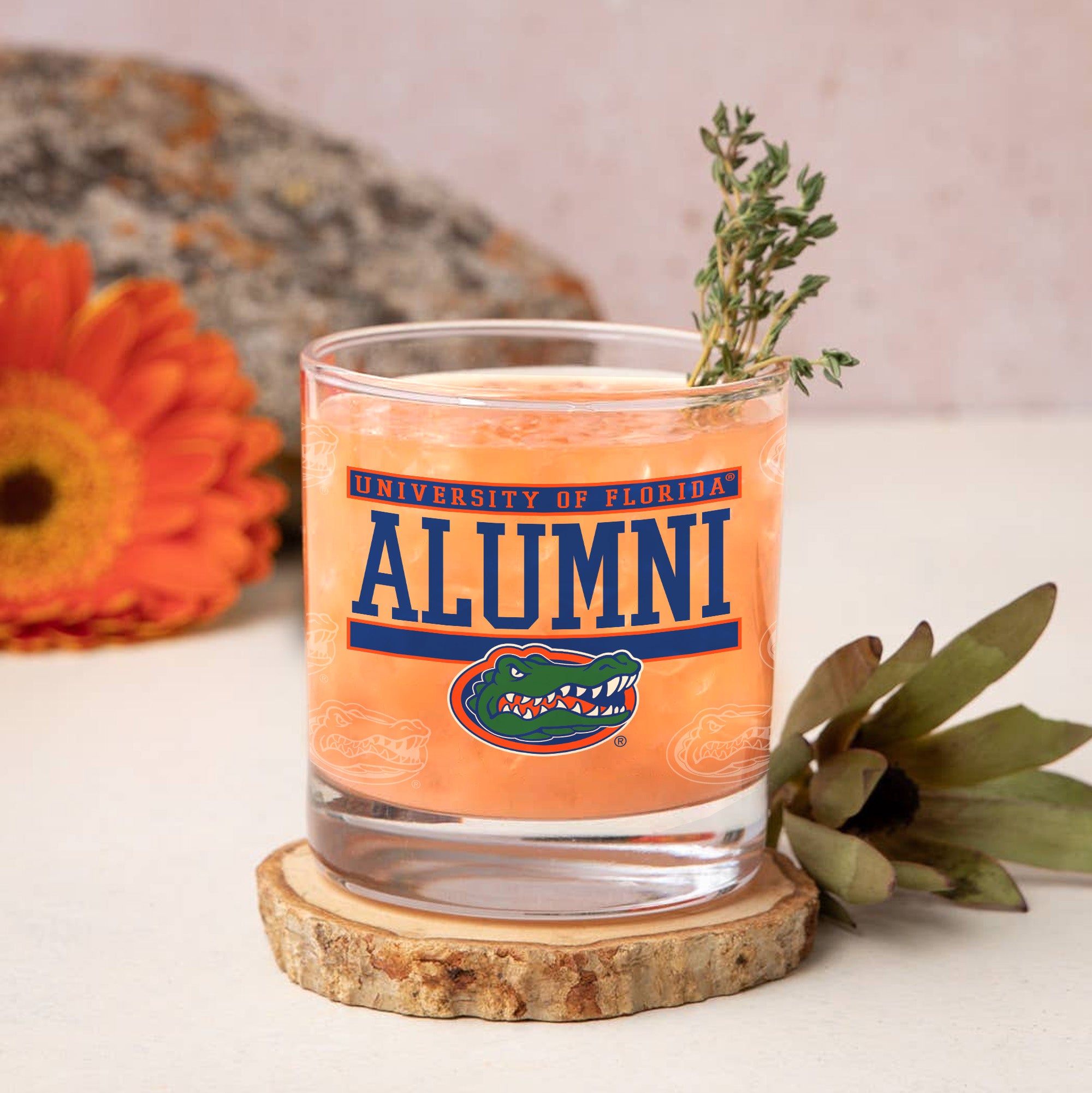 Set of 2 Florida Gators 14oz Alumni Rocks Glasses