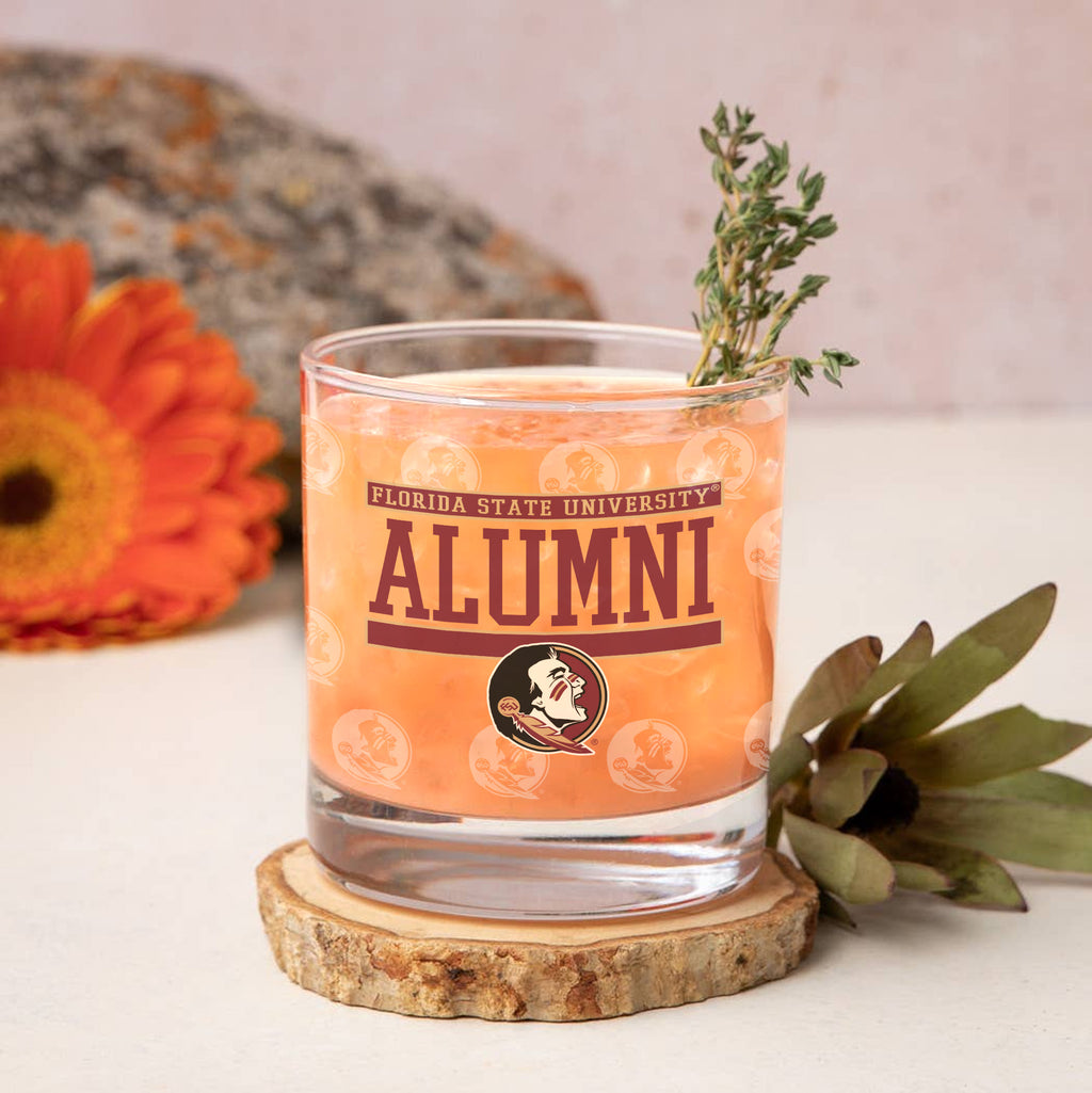 Set of 2 Florida State Seminoles 14oz Alumni Rocks Glasses
