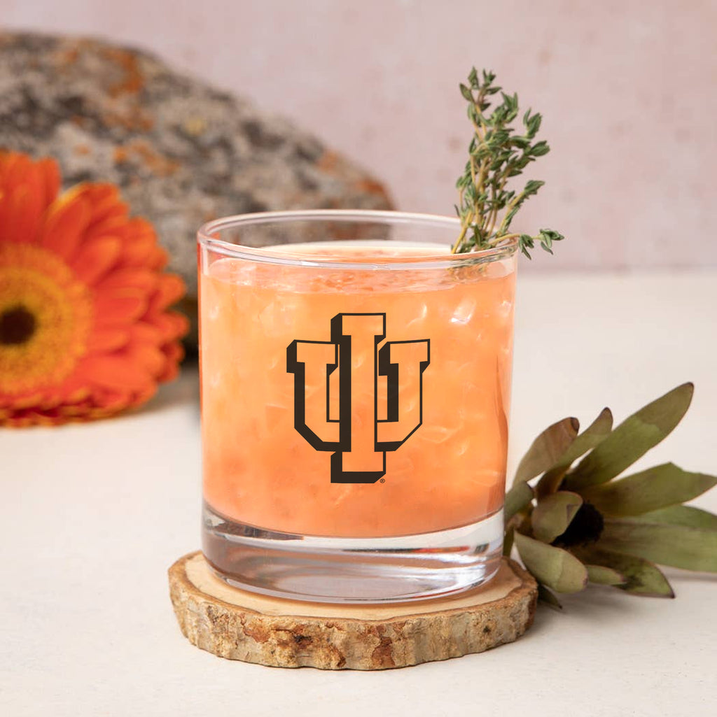 Set of 2 Indiana Hoosiers College Vault Sketch 14oz Rocks Glasses