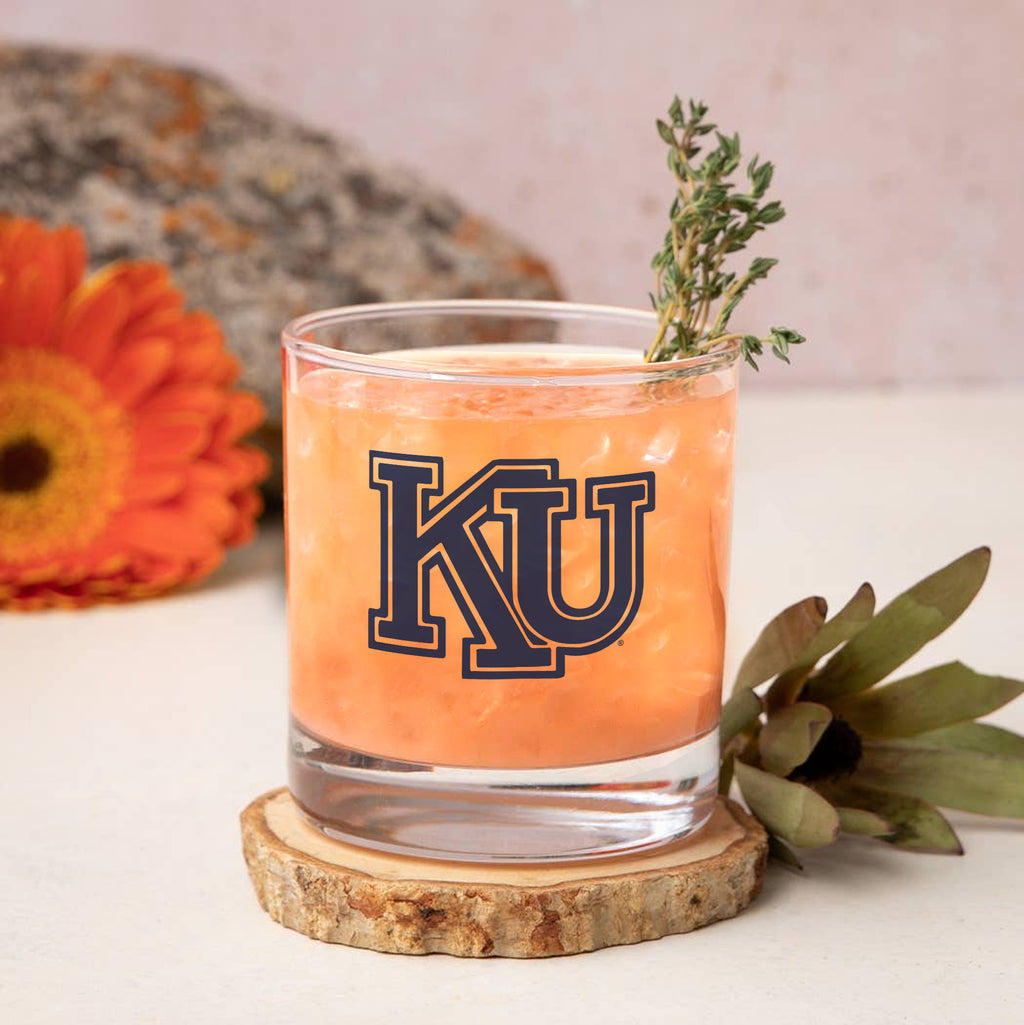 Set of 2 Kansas Jayhawks College Vault Sketch 14oz Rocks Glasses