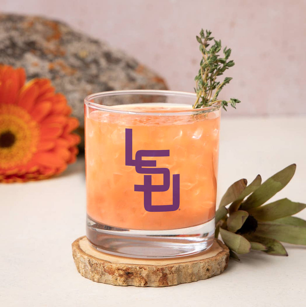 Set of 2 LSU Tigers College Vault Sketch 14oz Rocks Glasses