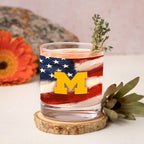 Set of 2 Michigan Wolverines 14oz Americana Rocks Glasses