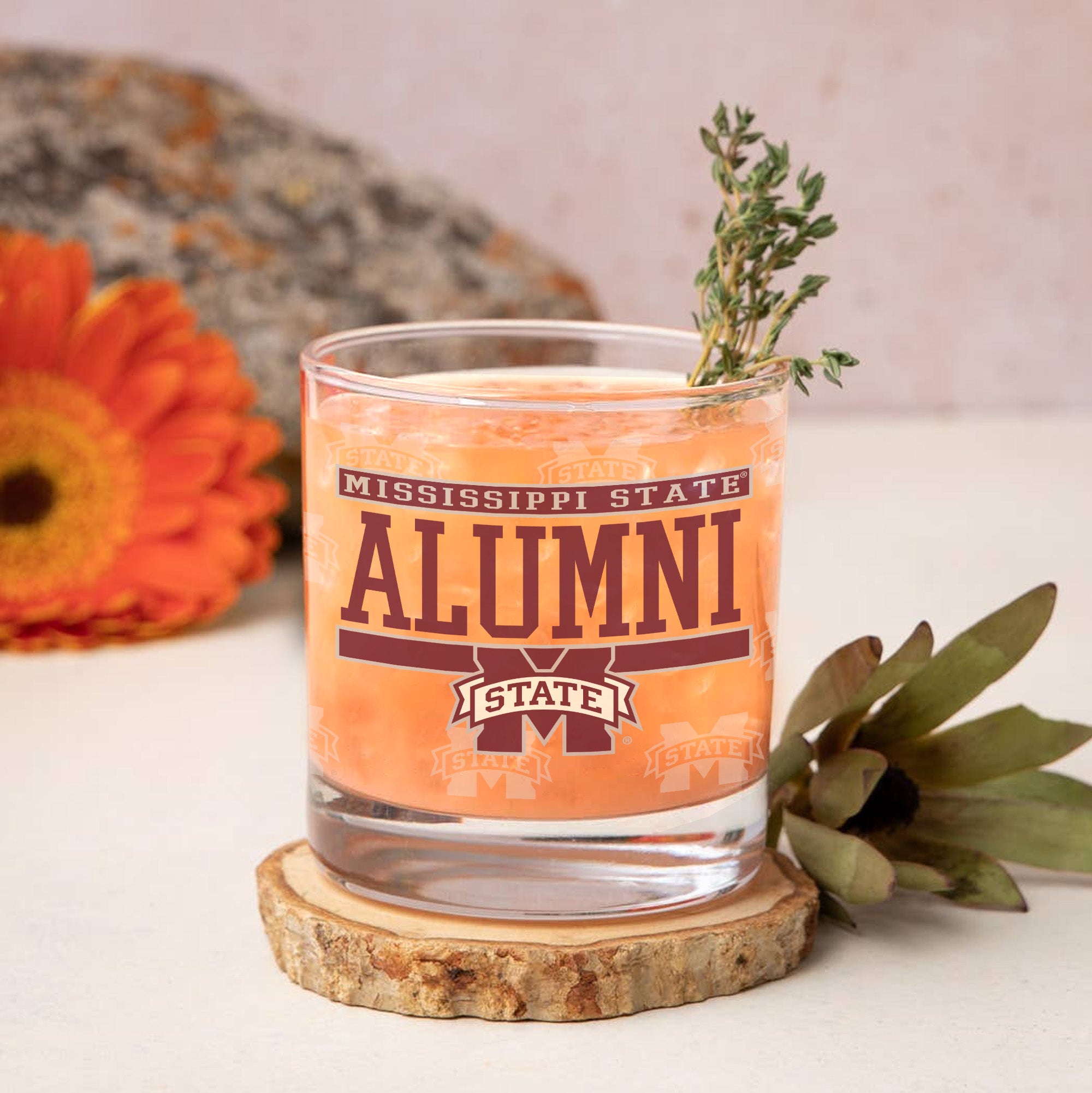 Set of 2 Mississippi State Bulldogs 14oz Alumni Rocks Glasses