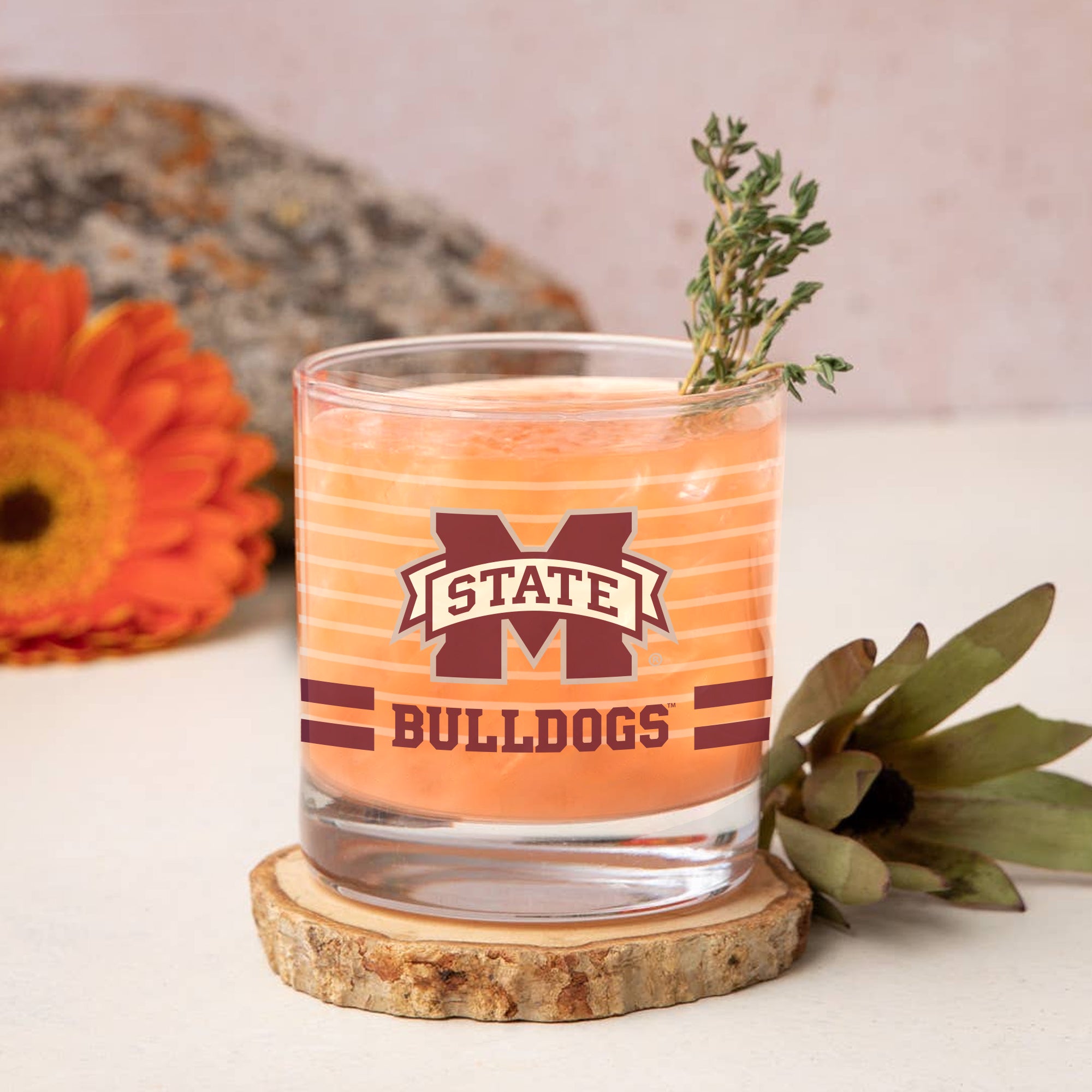 Set of 2 Mississippi State Bulldogs 14oz Ring Rocks Glasses