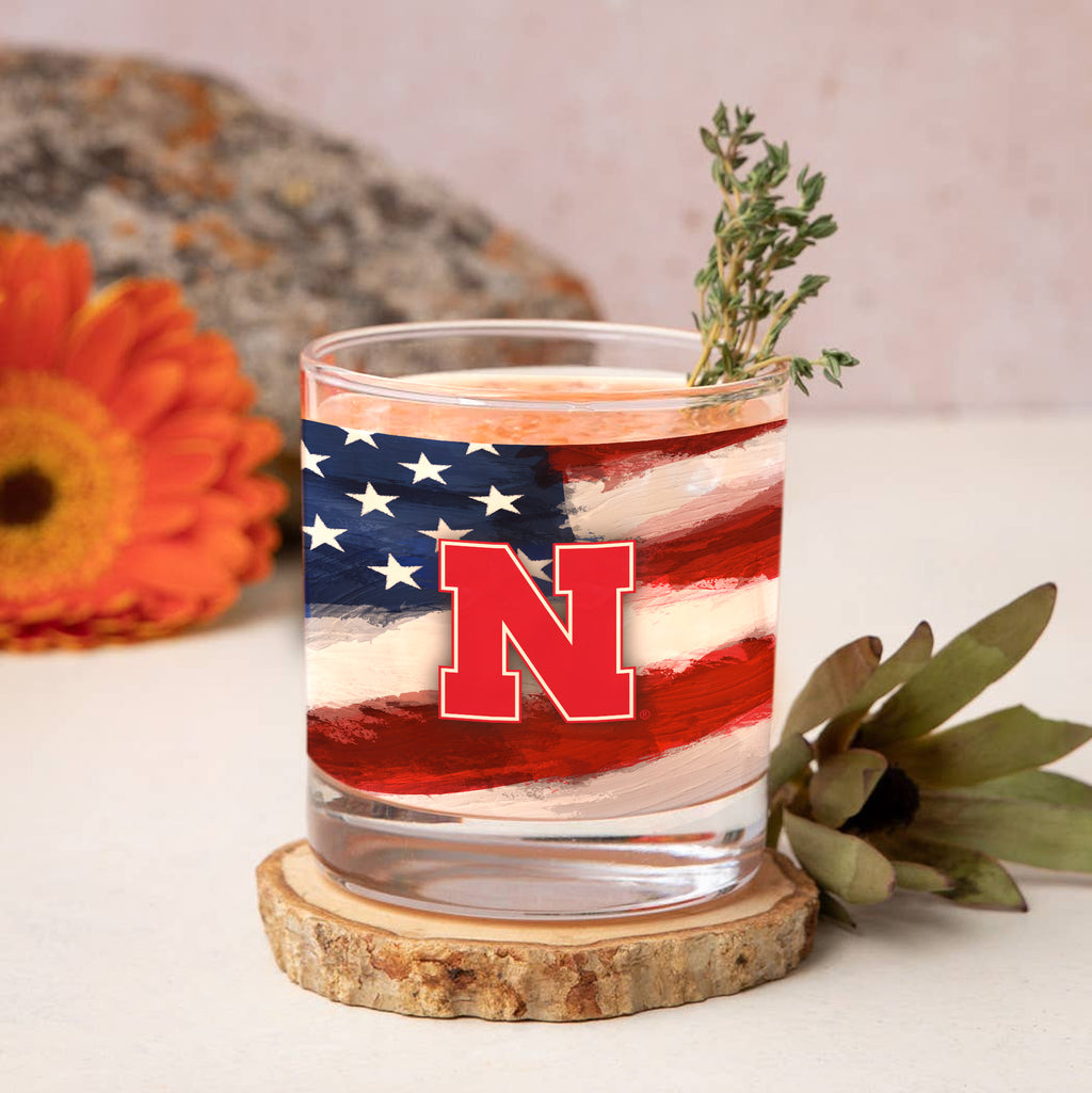 Set of 2 Nebraska Cornhuskers 14oz Americana Rocks Glasses