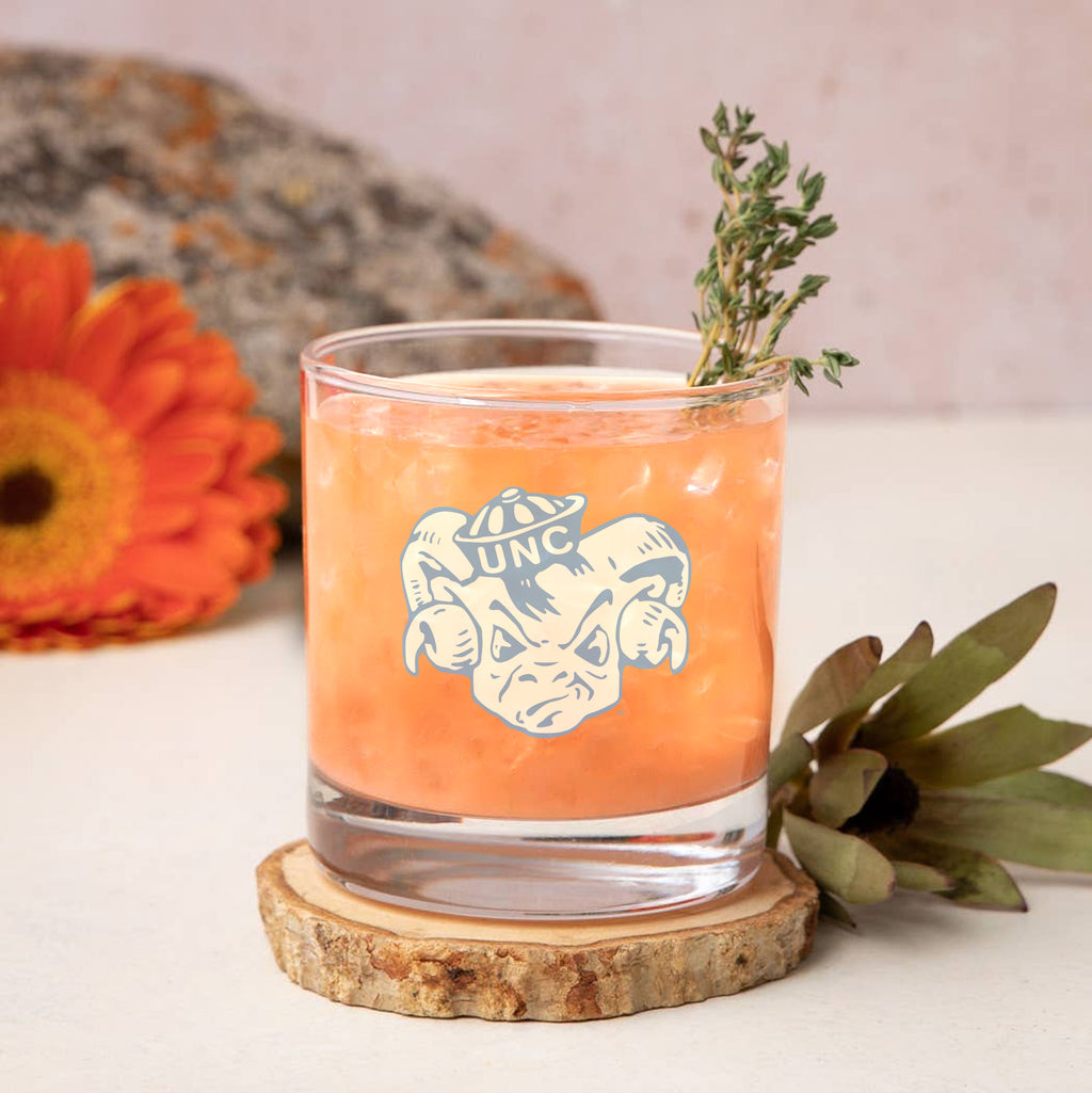 Set of 2 North Carolina Tar Heels College Vault Sketch 14oz Rocks Glasses