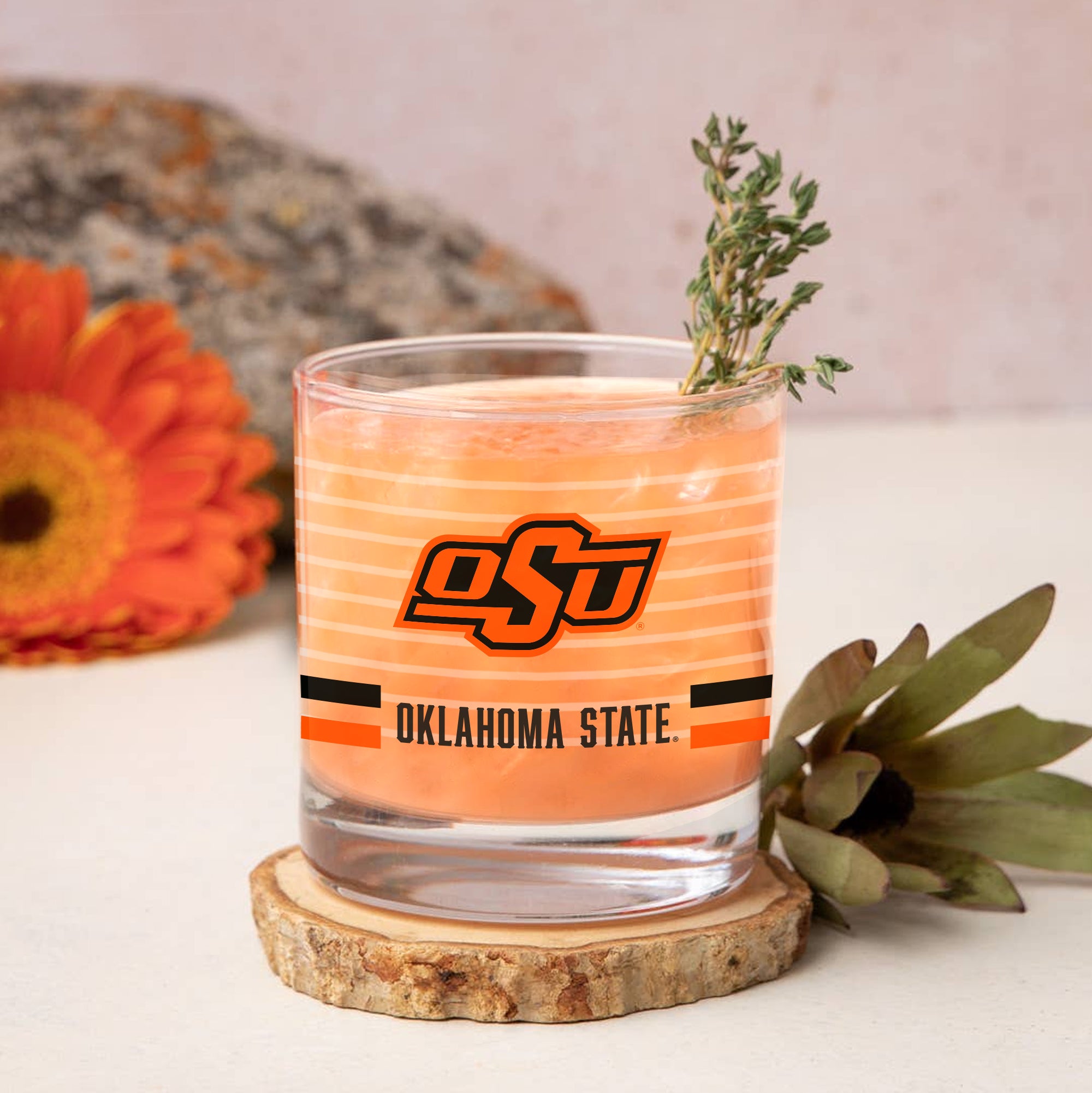 Set of 2 Oklahoma State Cowboys 14oz Ring Rocks Glasses