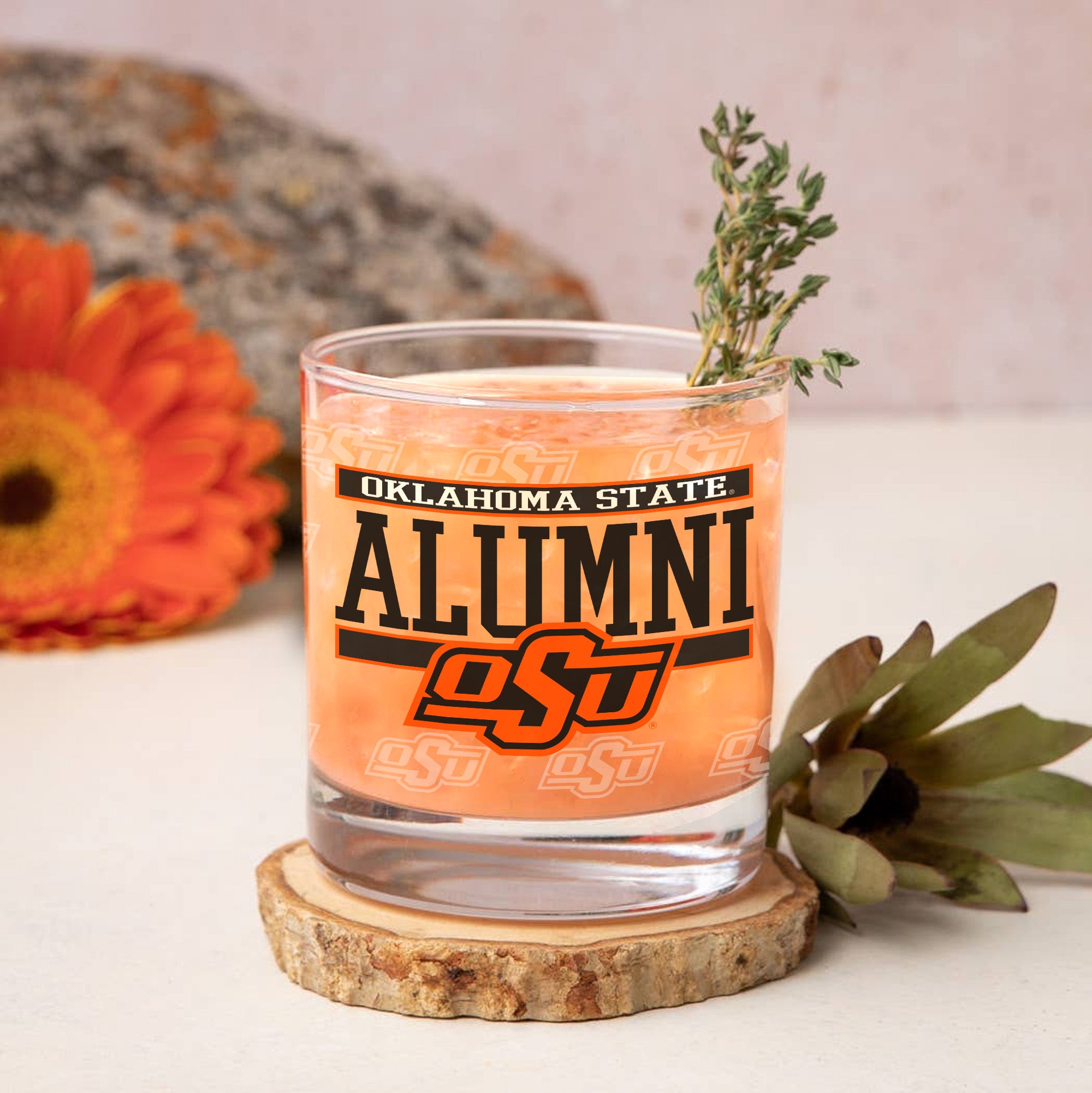 Set of 2 Oklahoma State Cowboys 14oz Alumni Rocks Glasses