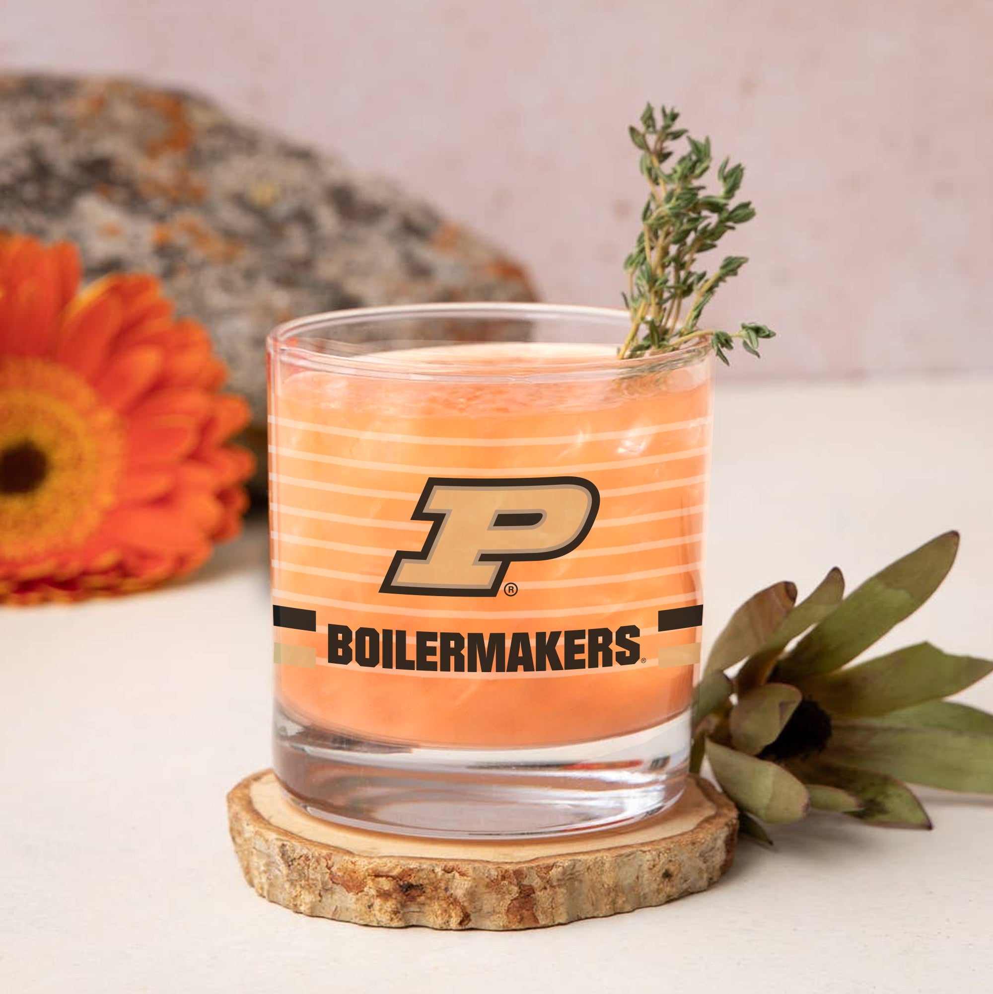 Set of 2 Purdue Boilermakers 14oz Ring Rocks Glasses