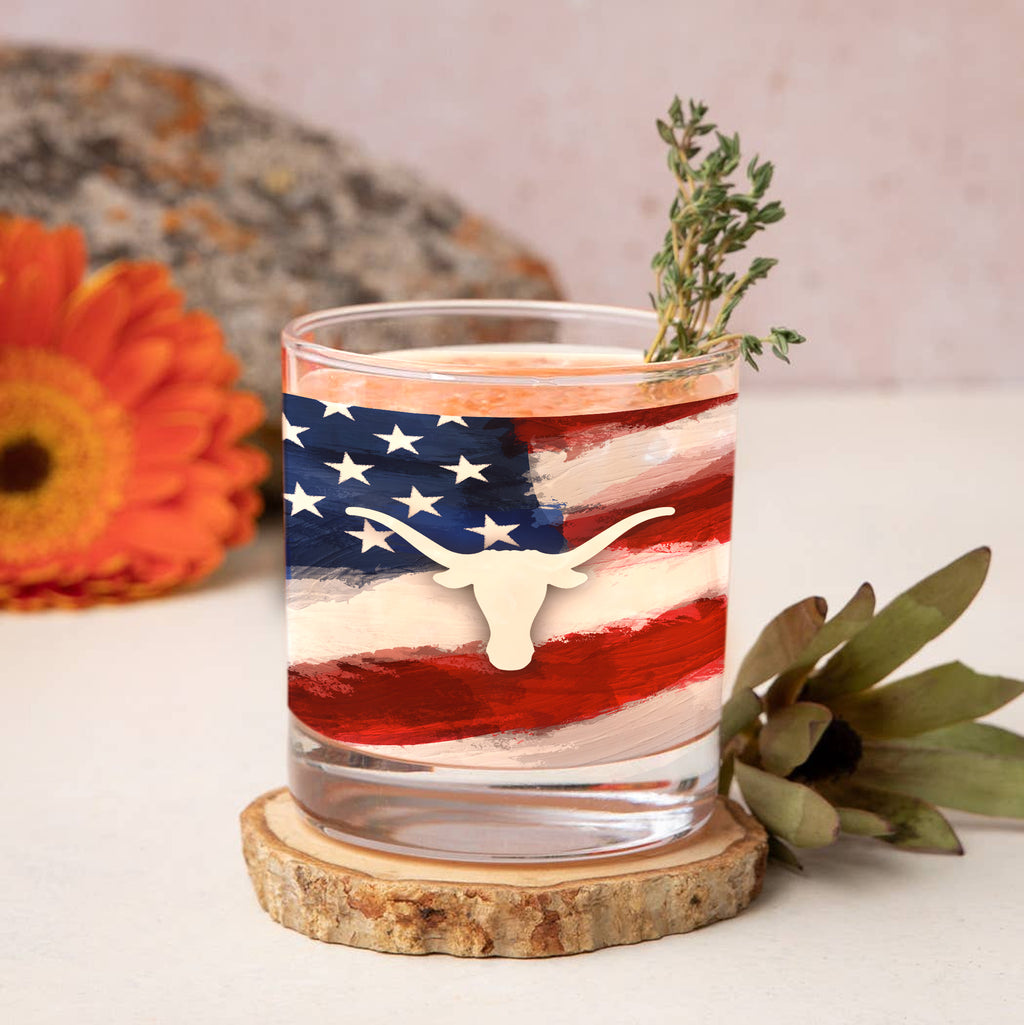 Set of 2 Texas Longhorns 14oz Americana Rocks Glasses