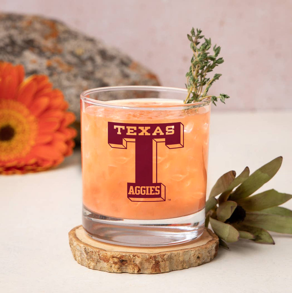 Set of 2 Texas A&M Aggies College Vault Sketch 14oz Rocks Glasses
