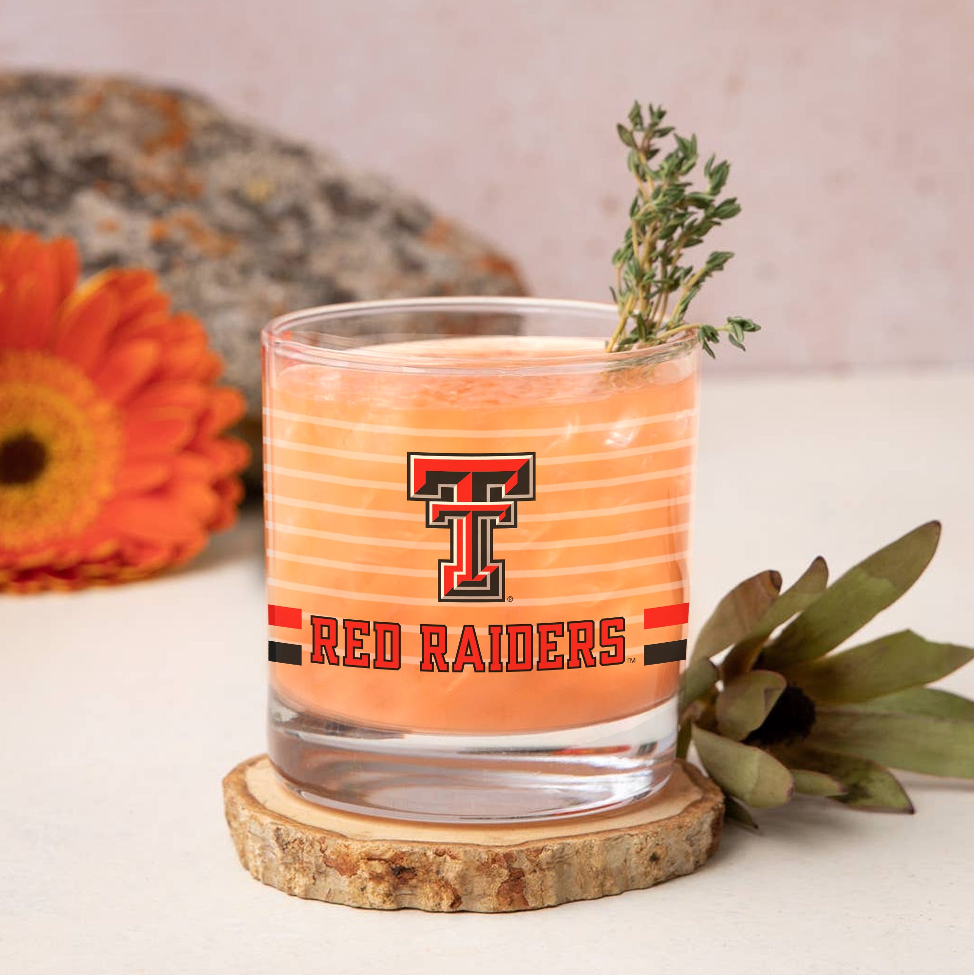 Set of 2 Texas Tech Red Raiders 14oz Ring Rocks Glasses