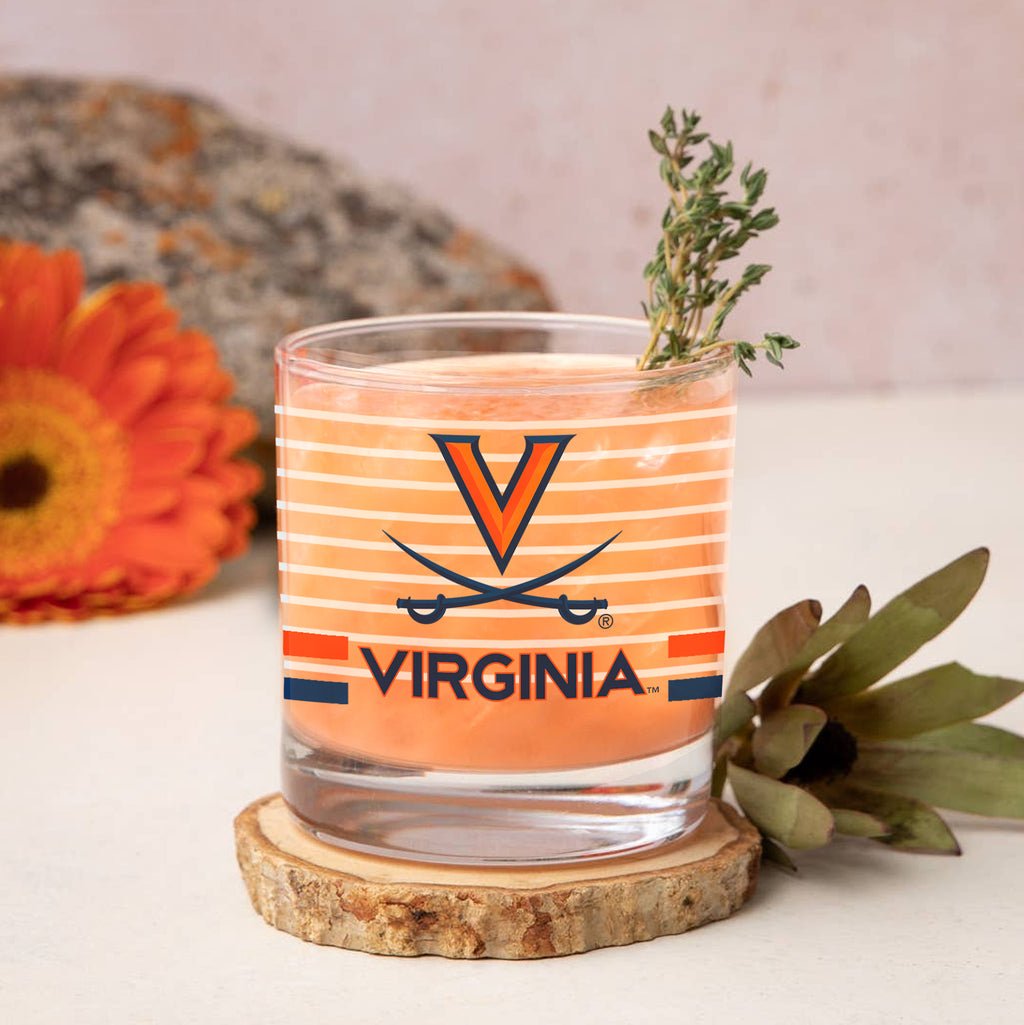 Set of 2 Virginia Cavaliers 14oz Ring Rocks Glasses