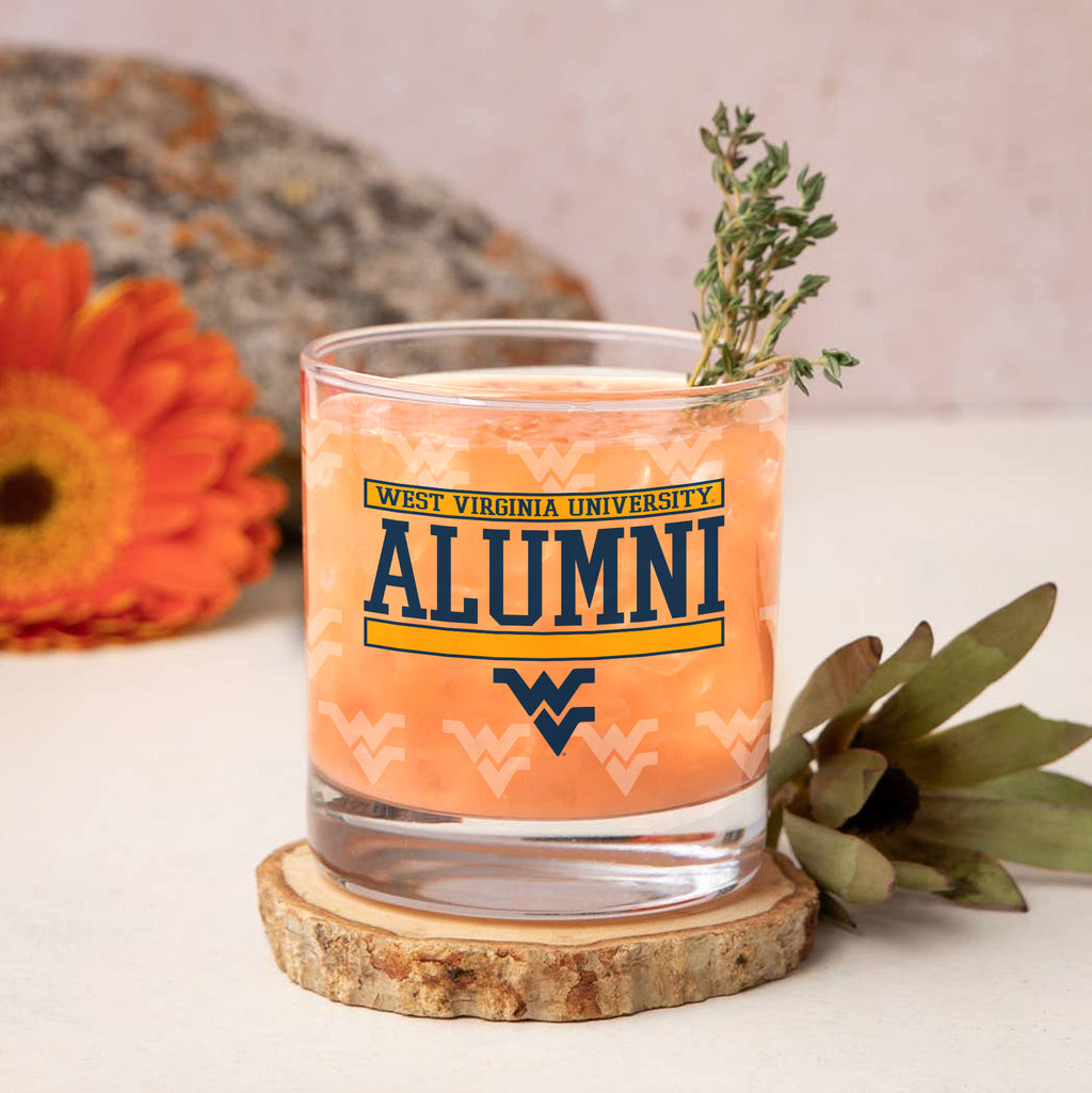 Set of 2 West Virginia Mountaineers 14oz Alumni Rocks Glasses