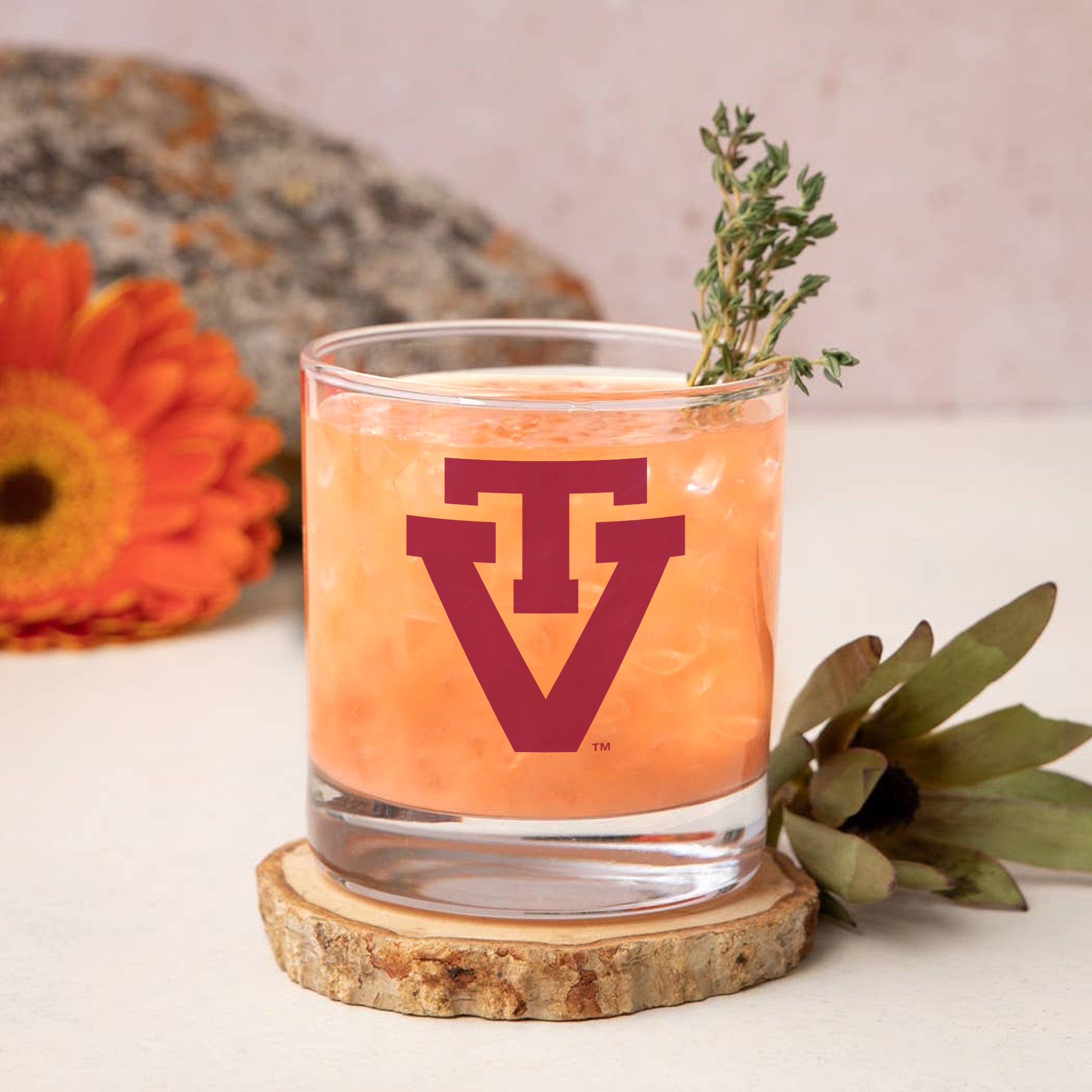 Set of 2 Virginia Tech Hokies College Vault Sketch 14oz Rocks Glasses