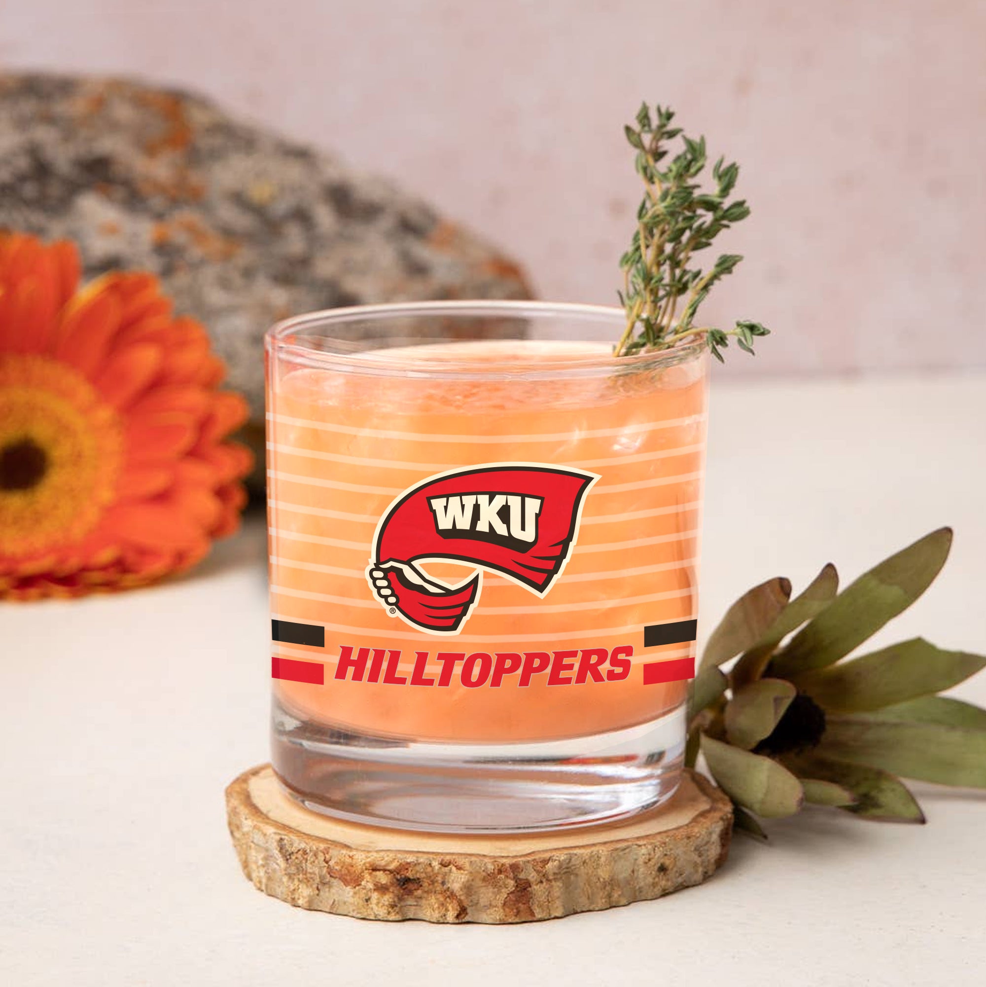 Set of 2 Western Kentucky Hilltoppers 14oz Ring Rocks Glasses