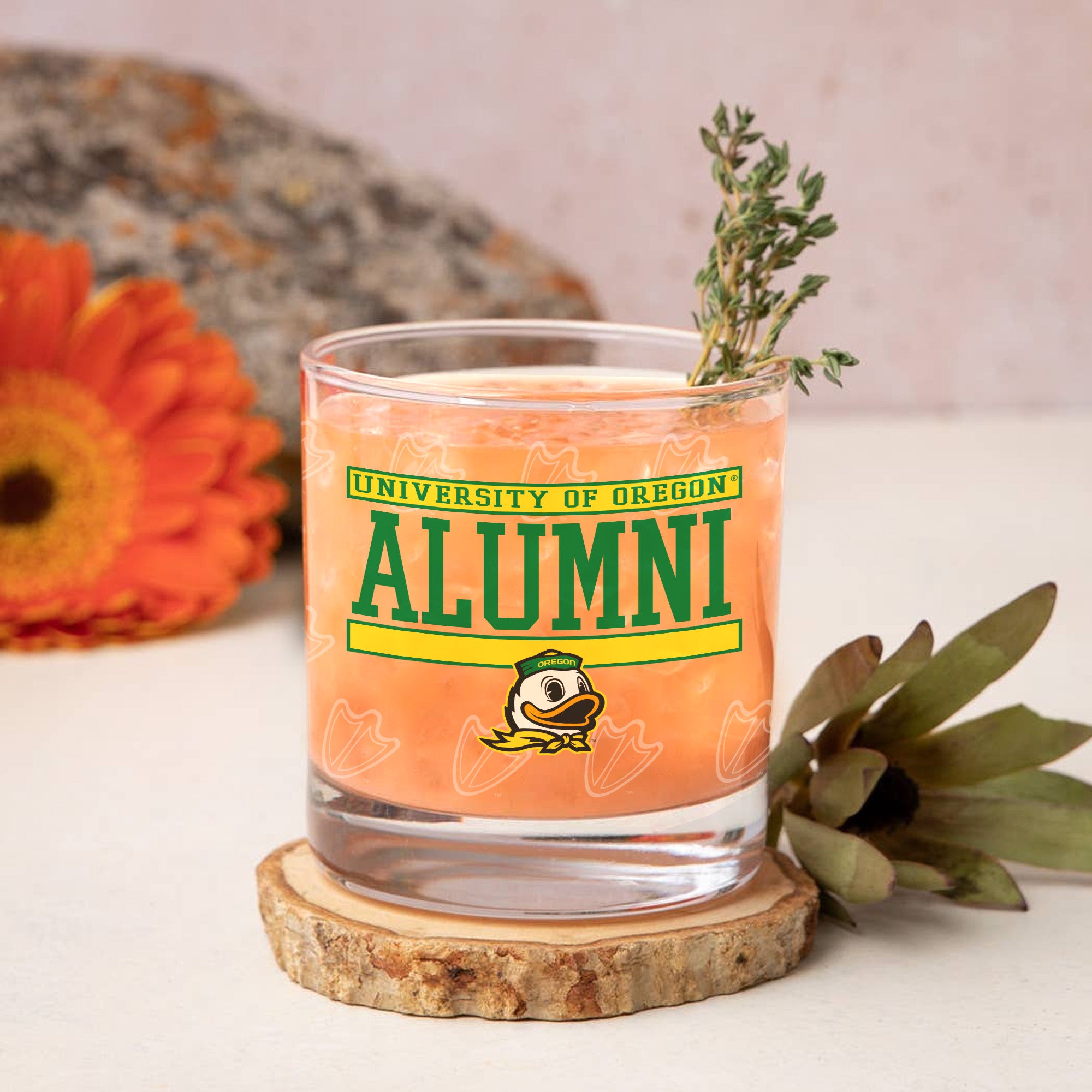 Set of 2 Oregon Ducks 14oz Alumni Rocks Glasses