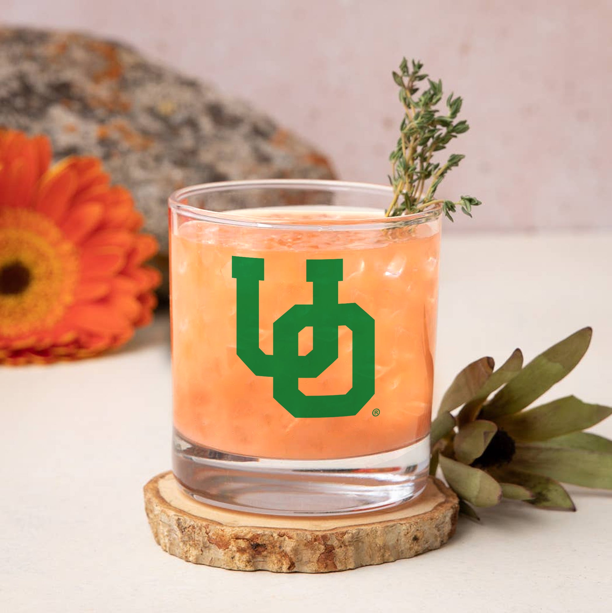 Set of 2 Oregon Ducks College Vault Sketch 14oz Rocks Glasses