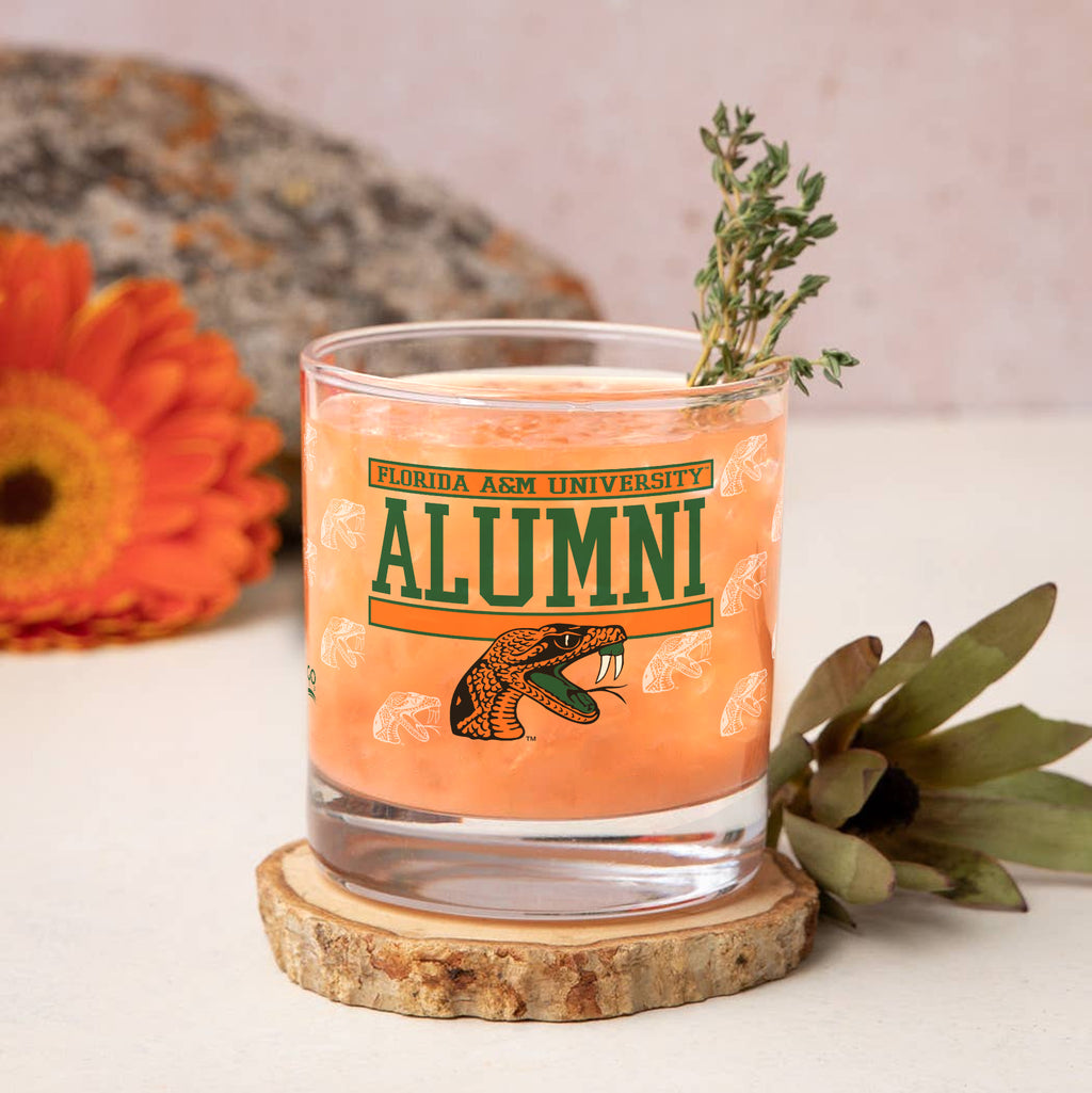 Set of 2 Florida A&M Rattlers 14oz XD Alumni Rocks Glasses