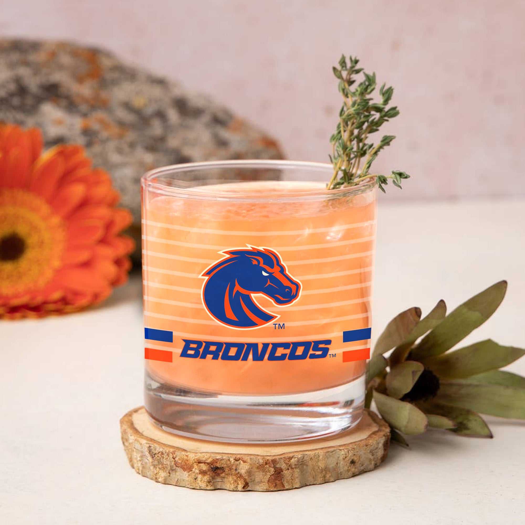 Set of 2 Boise State Broncos 14oz Ring Rocks Glasses