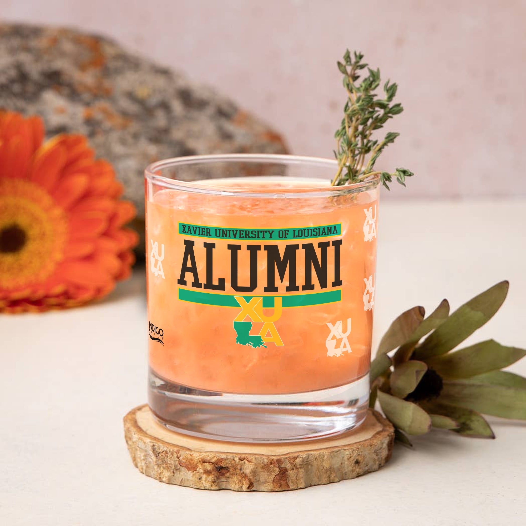 Set of 2 Xavier Louisiana Gold Rush-Nuggets 14oz XD Alumni Rocks Glasses