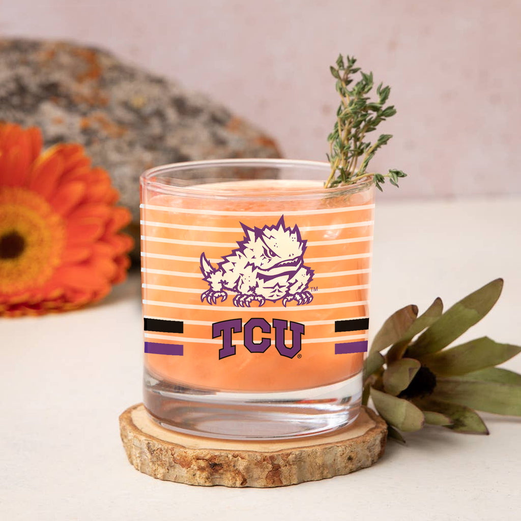 Set of 2 TCU Horned Frogs 14oz Ring Rocks Glasses