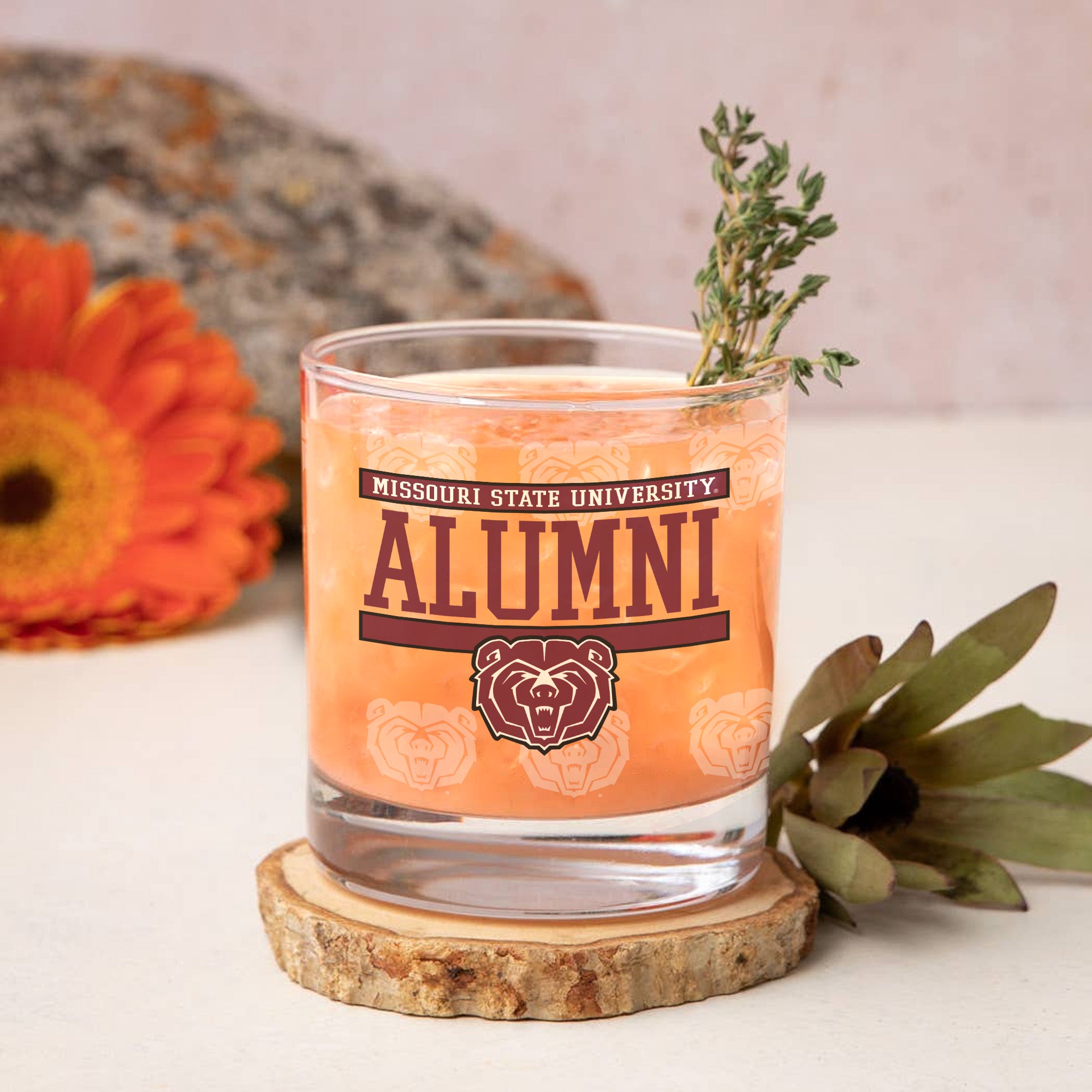 Set of 2 Missouri State Bears 14oz Alumni Rocks Glasses