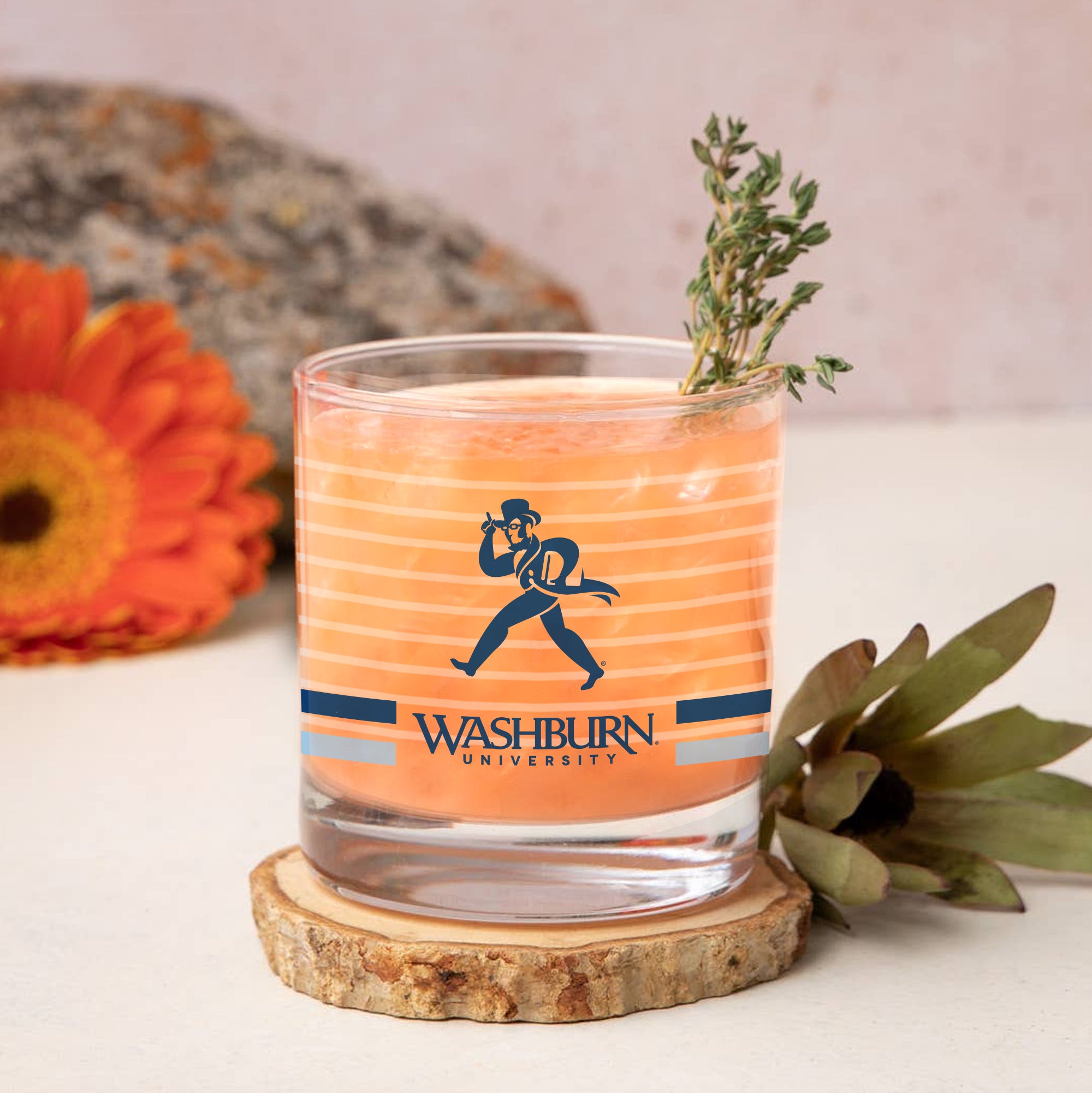 Set of 2 Washburn Ichabods 14oz Ring Rocks Glasses