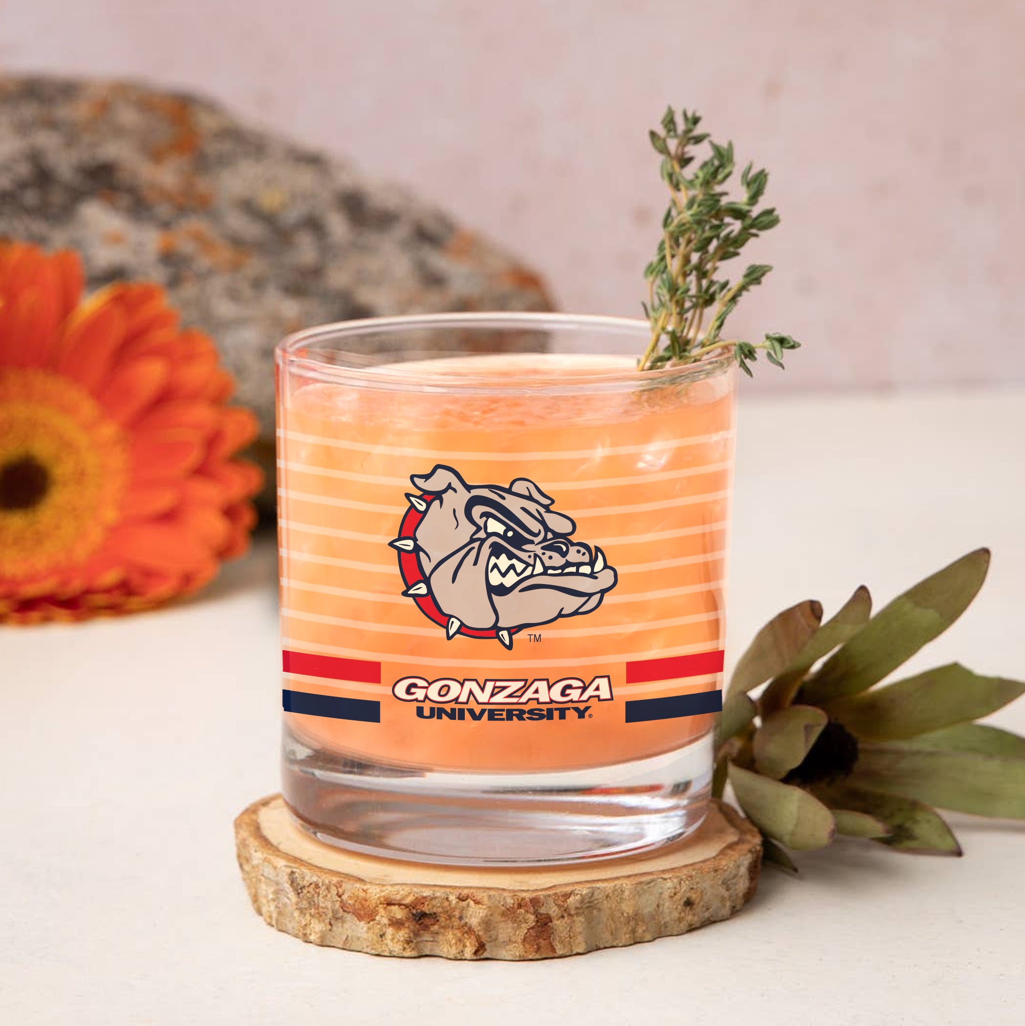 Set of 2 Gonzaga Bulldogs 14oz Ring Rocks Glasses