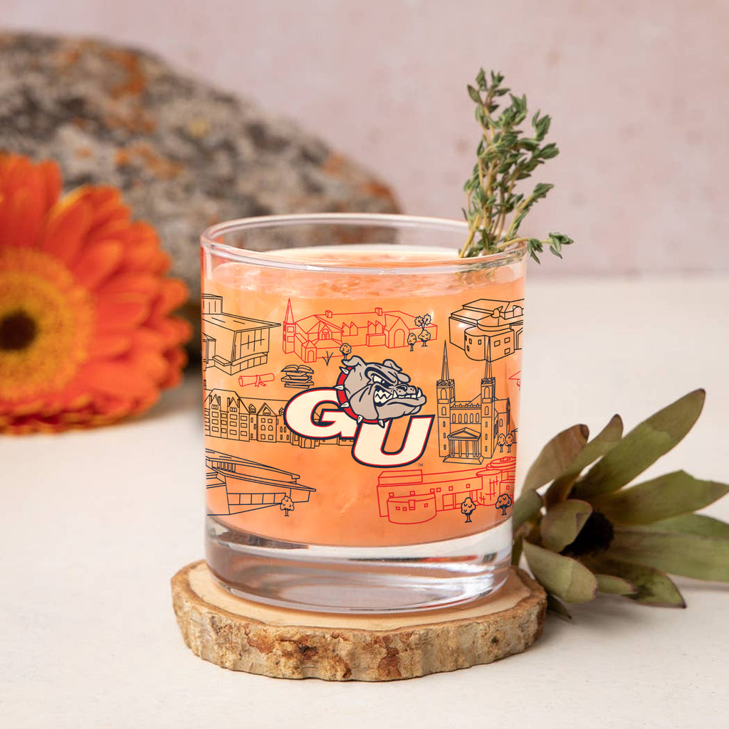 Set of 2 Gonzaga Bulldogs Campus Line Art 14oz Rocks Glasses