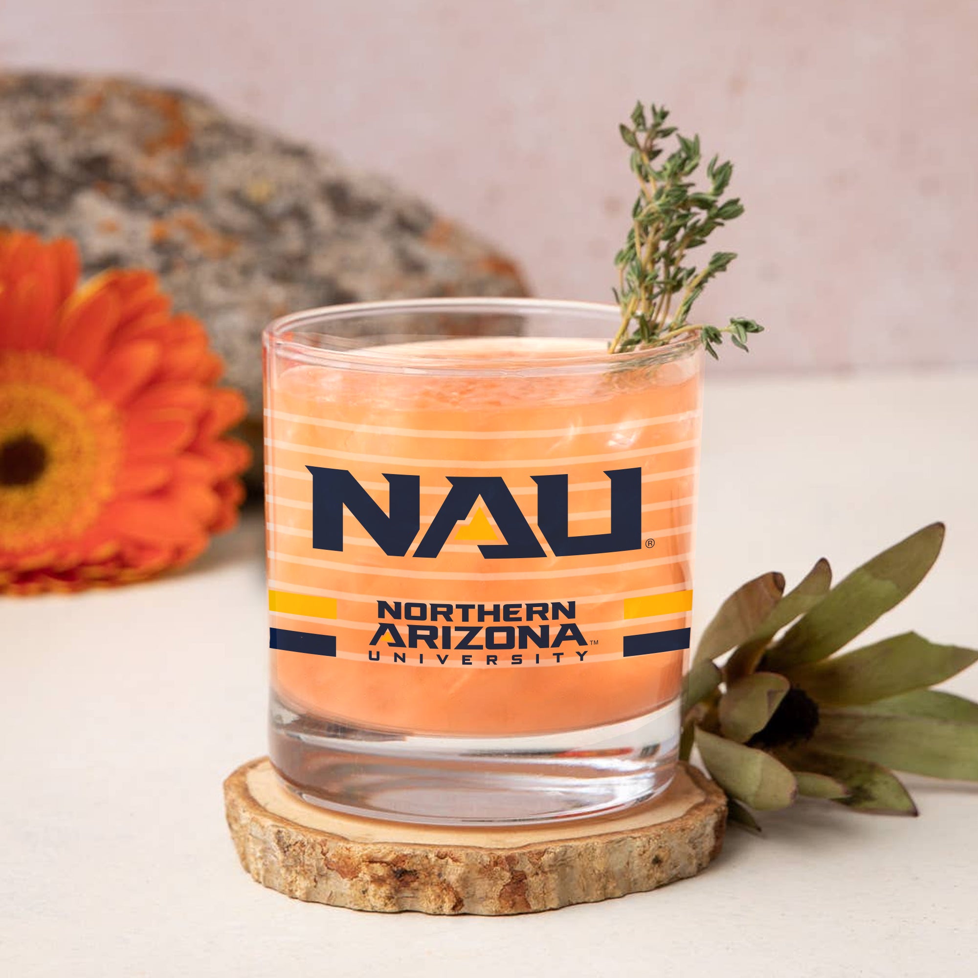 Set of 2 Northern Arizona Lumberjacks 14oz Ring Rocks Glasses