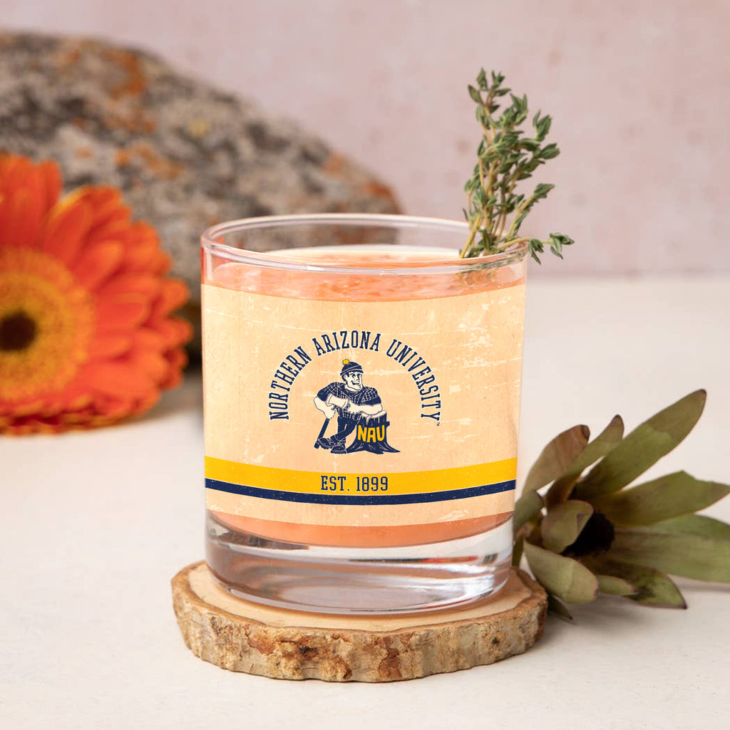 Northern Arizona Lumberjacks Set of 2 College Vault Tan Retro 14oz Rocks Glasses