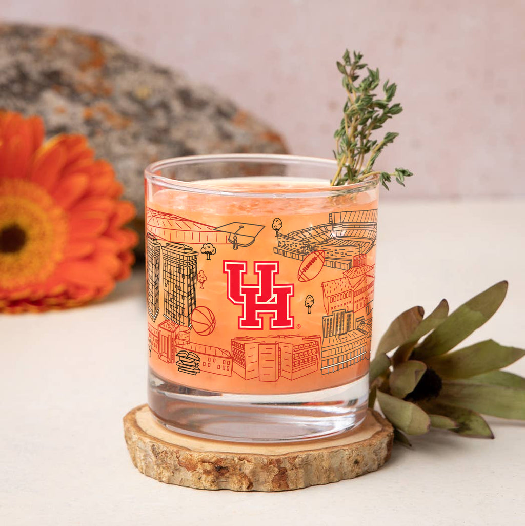 Set of 2 Houston Cougars Campus Line Art 14oz Rocks Glasses