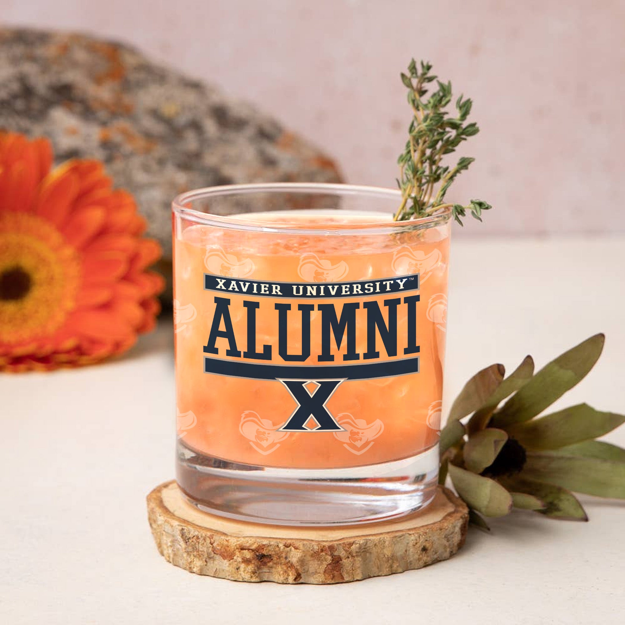 Set of 2 Xavier Musketeers 14oz Alumni Rocks Glasses