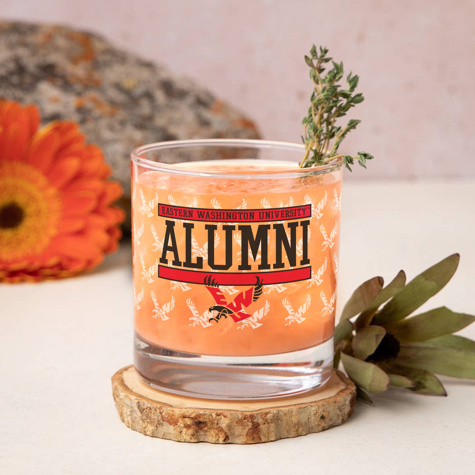 Set of 2 Eastern Washington Eagles 14oz Alumni Rocks Glasses