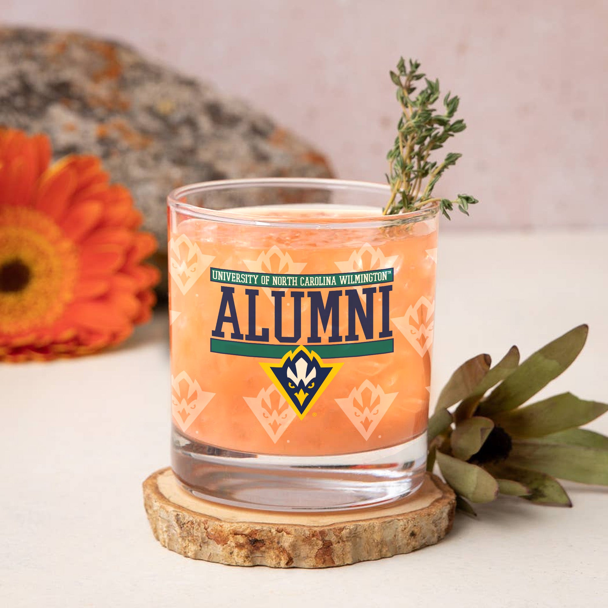 Set of 2 UNC Wilmington 14oz Alumni Rocks Glasses
