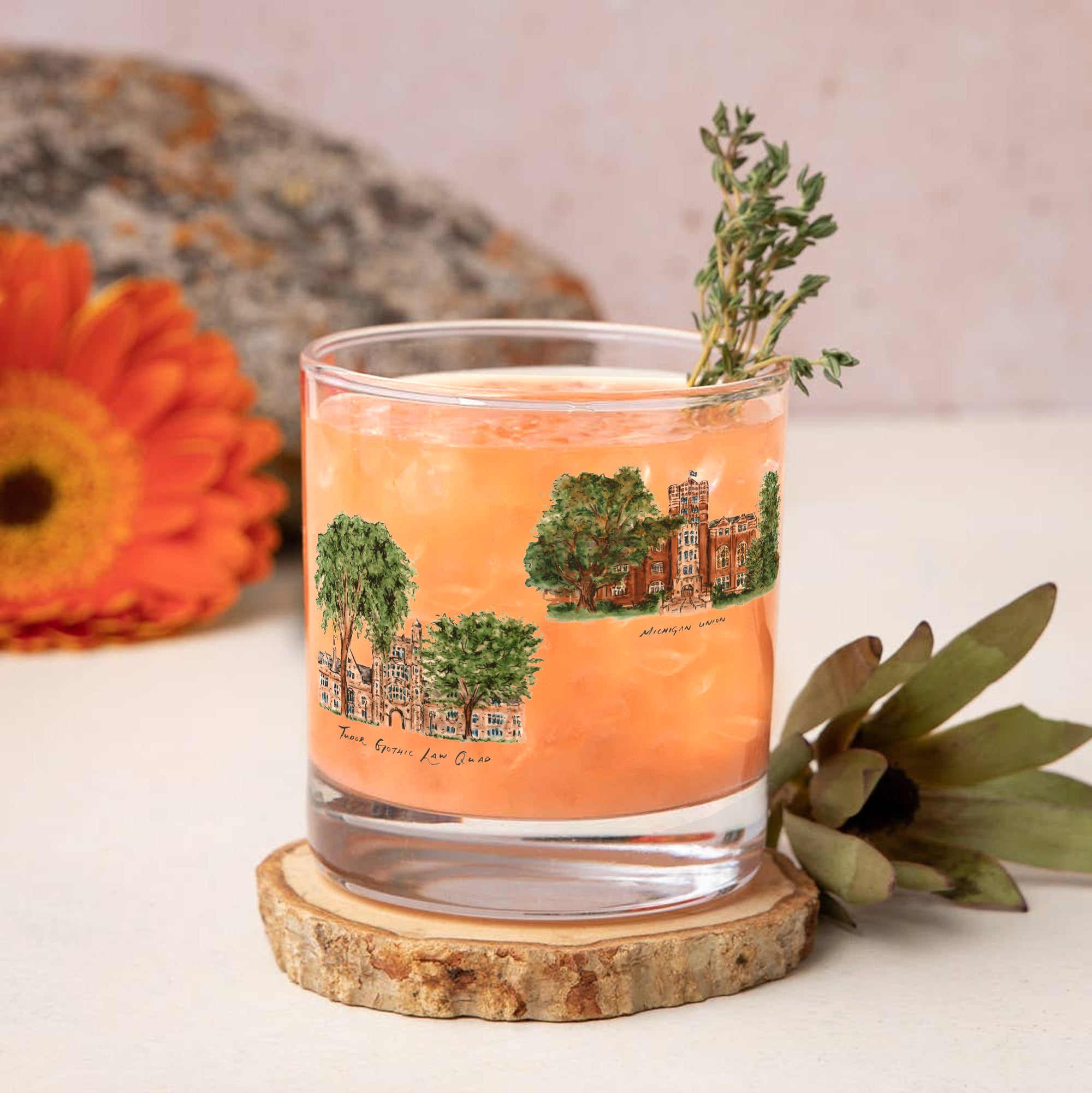 14oz Michigan Wolverines Laura Wilcox University Collection 2-Pack Glass Set