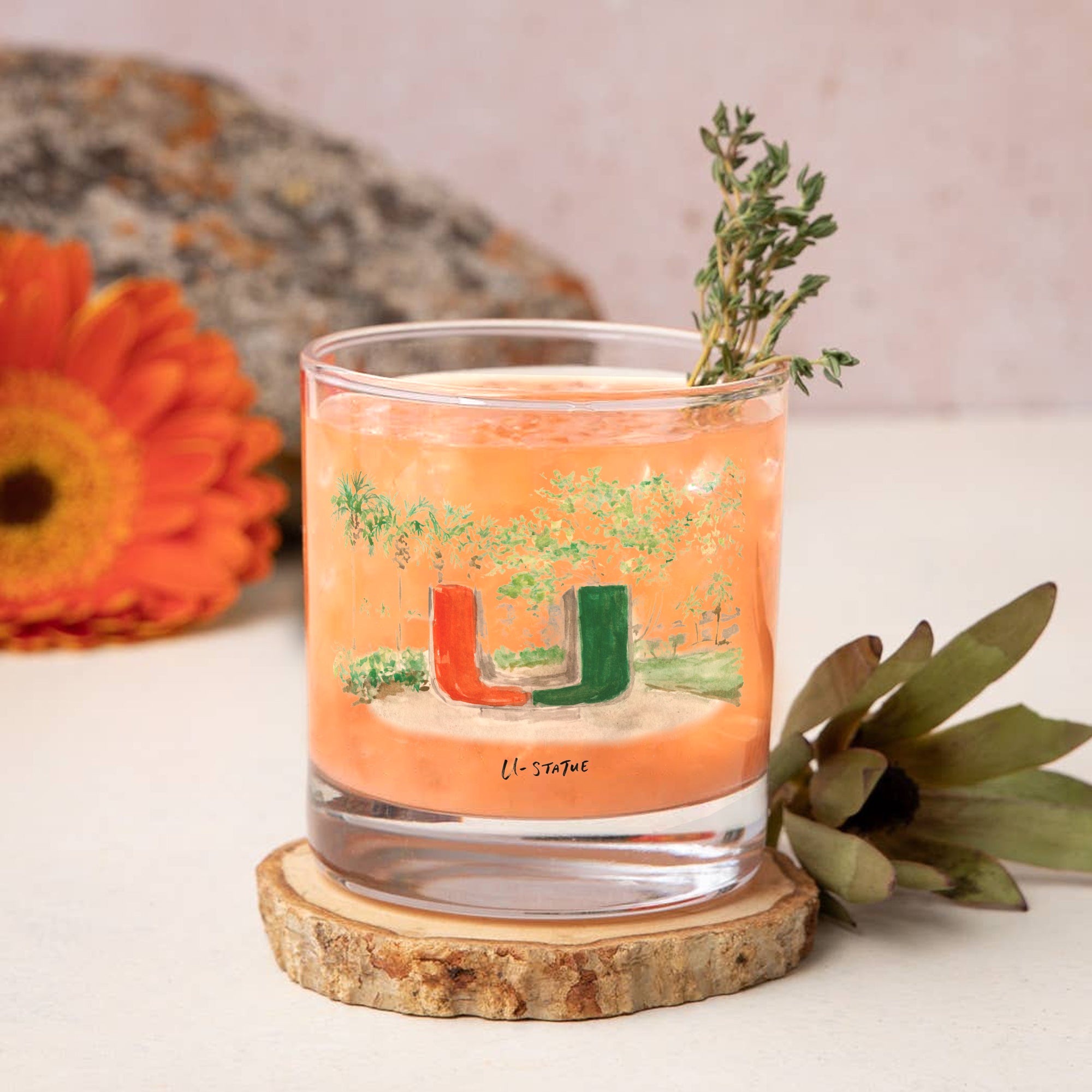 14oz Miami Hurricanes Laura Wilcox University Collection 2-Pack Glass Set